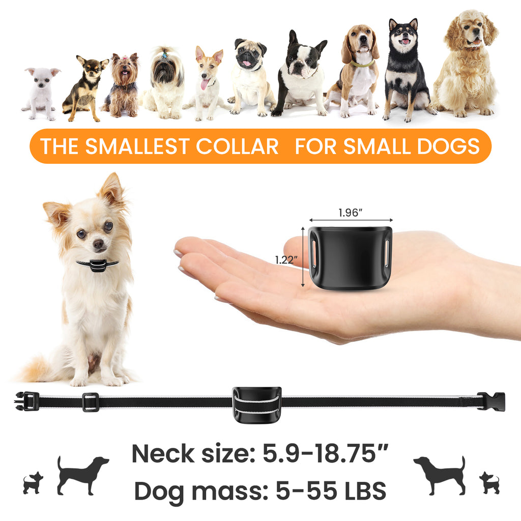Jewyow Smart Bark Collar for Dogs – No Shock Dog Bark Collar with Beep & Vibration, prong collar for small dogs(Black)
