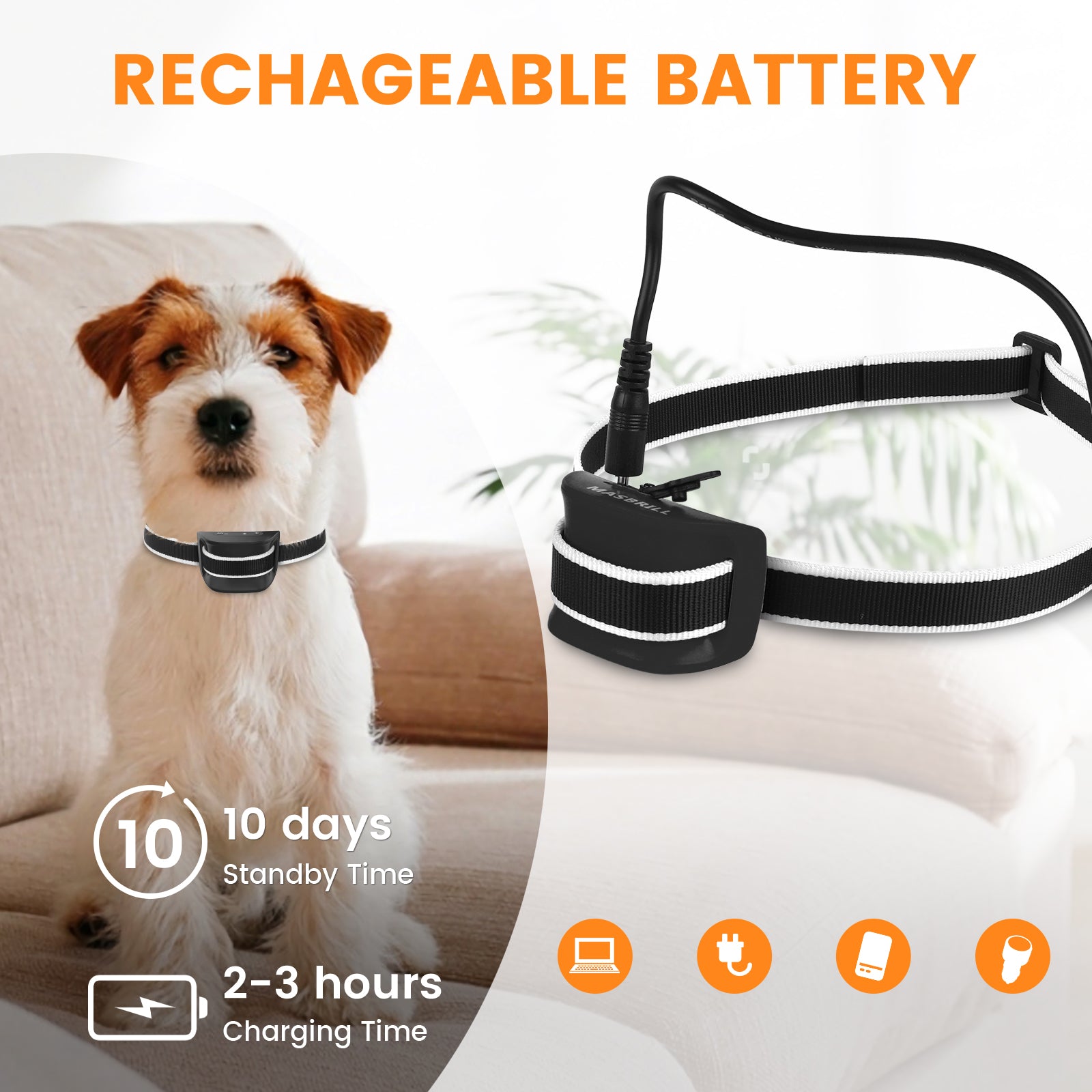 Jewyow Smart Bark Collar for Dogs – No Shock Dog Bark Collar with Beep & Vibration, prong collar for small dogs(Black)