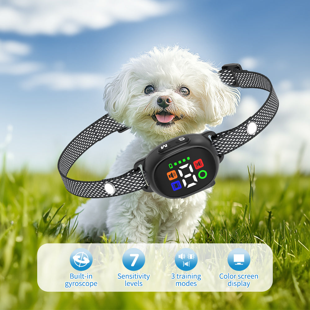 Dog Bark Collar, Rechargeable Smart Collar, Anti Barking Training Collar with 7 Adjustable Sensitivity Beep Vibration, Bark Collar for Medium Small Dogs (Black)