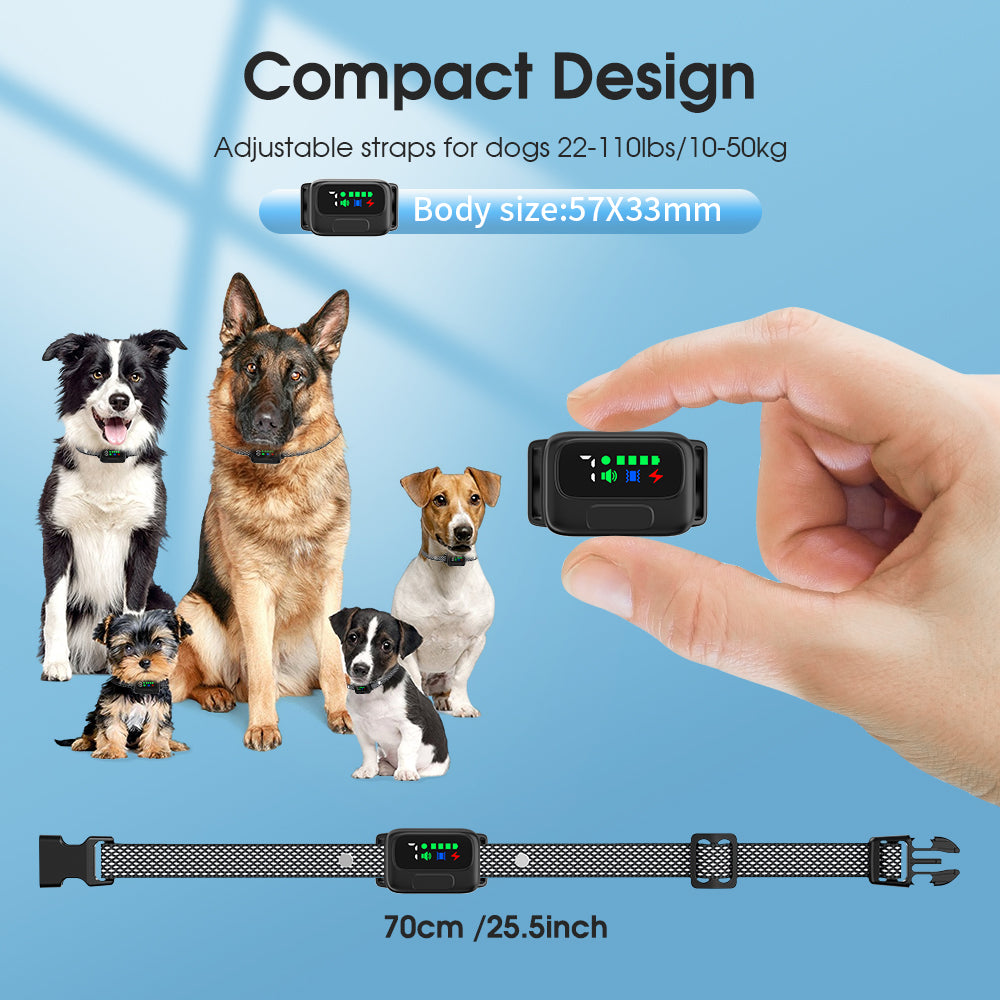 Dog Bark Collar, Charkool Rechargeable Smart Collar, Anti Barking Training Collar with 7 Adjustable Sensitivity Beep Vibration Shock, Bark Collar for Medium Small Dogs
