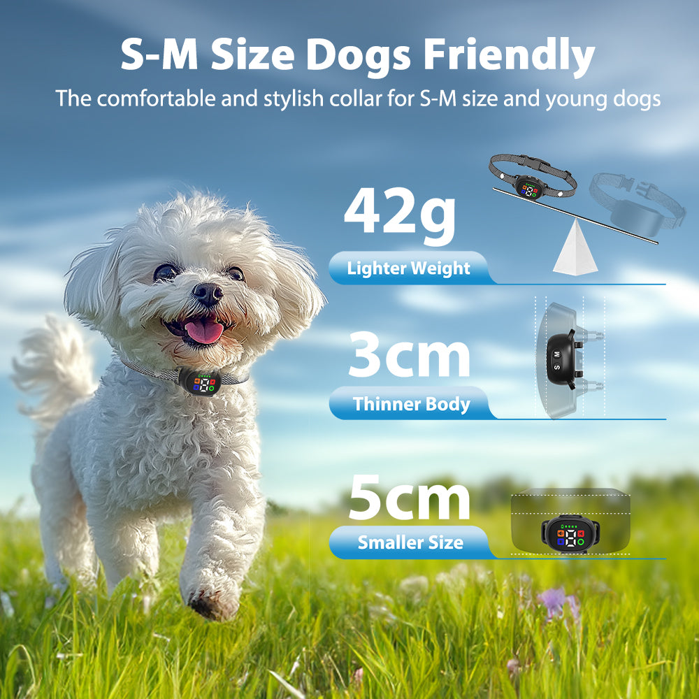 Dog Bark Collar, Rechargeable Smart Collar, Anti Barking Training Collar with 7 Adjustable Sensitivity Beep Vibration, Bark Collar for Medium Small Dogs (Black)