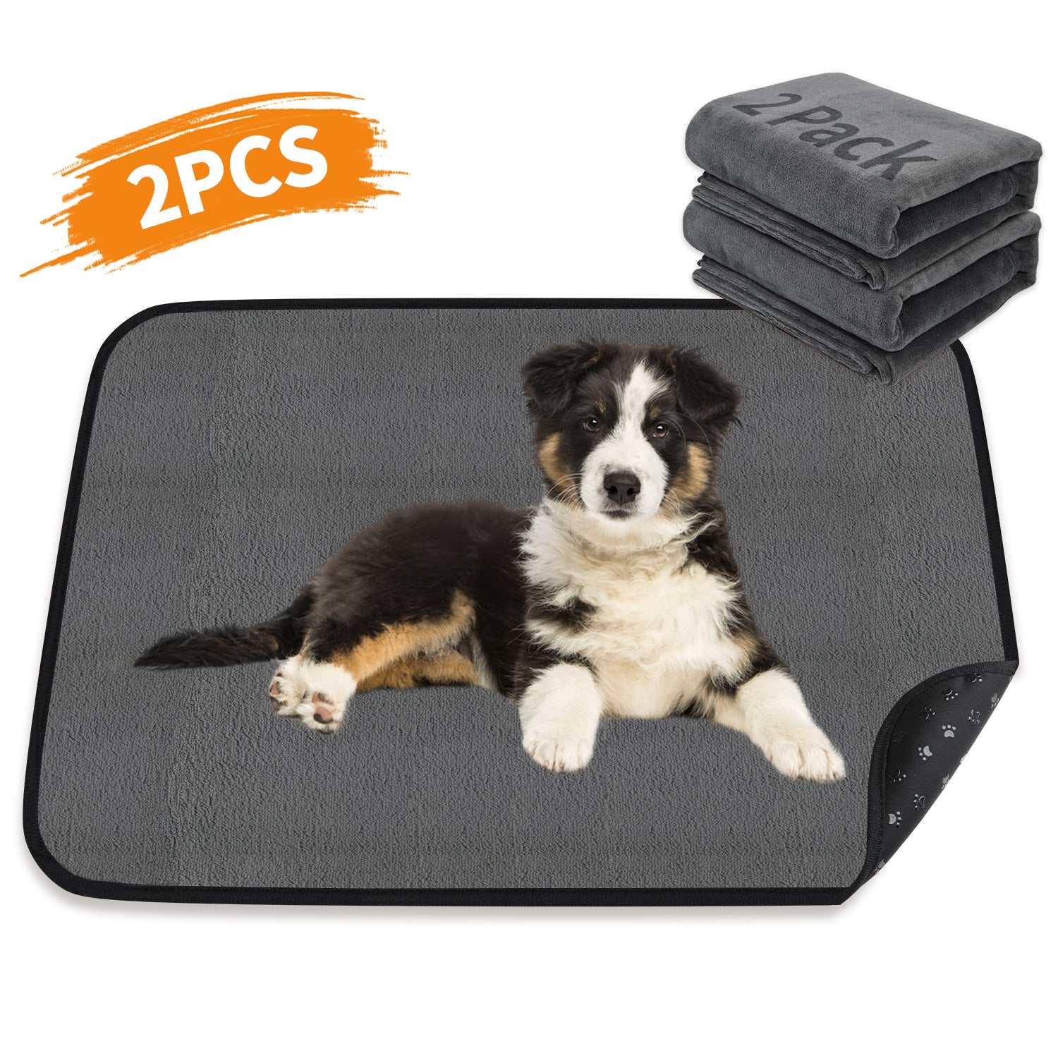 2 Packs Reusable Dog Mat for Floor, Non-Slip Washable Pee Pads for Puppy