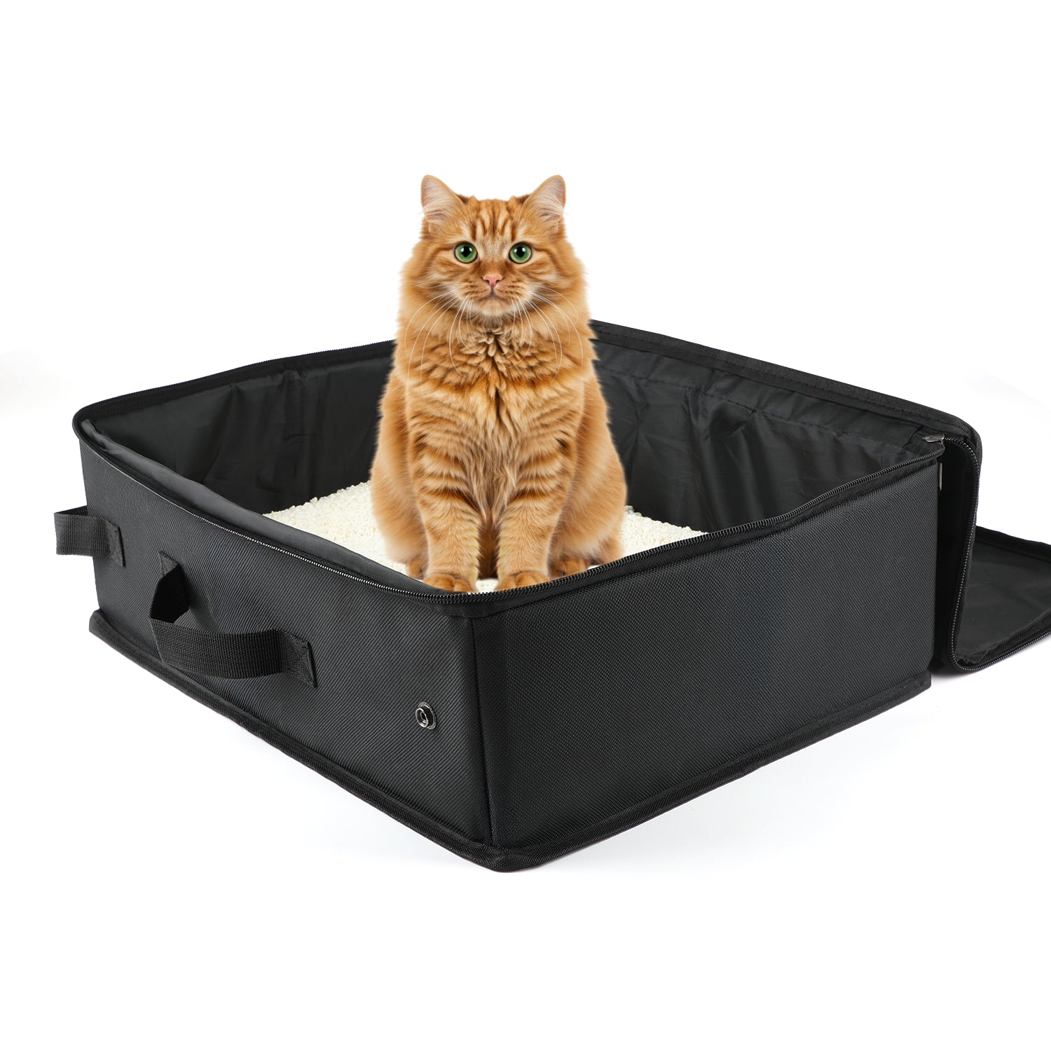 Portable Cat Travel Litter Box with Lid, Collapsible Car Cat Litter Box Waterproof and Easy to Carry, Clean