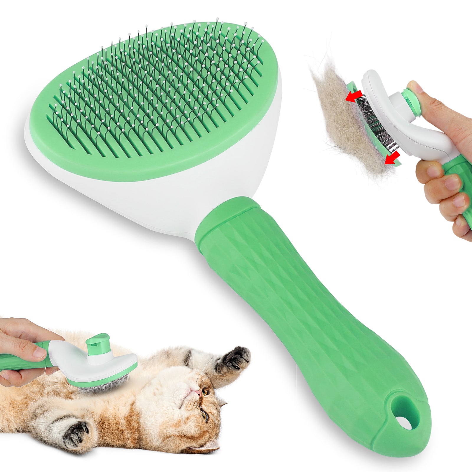 Jewyow Pet Grooming Brush - Deshedding Tool for Dogs & Cats, Short/Long Hair - Indoor Cat Brush for Shedding, Gentle Cleaning Comb for Puppies & Kittens