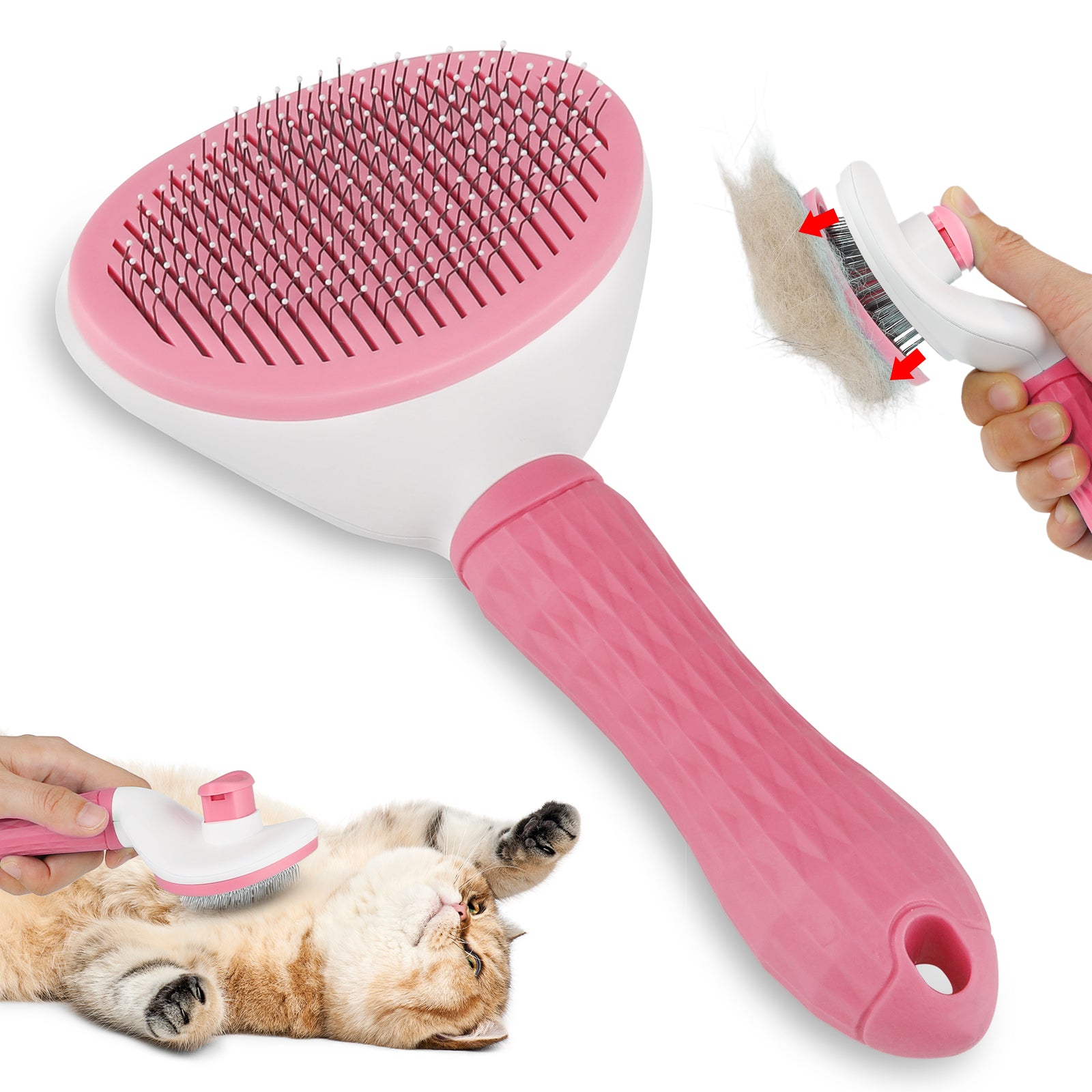 Jewyow Pet Grooming Brush - Deshedding Tool for Dogs & Cats, Short/Long Hair - Indoor Cat Brush for Shedding, Gentle Cleaning Comb for Puppies & Kittens