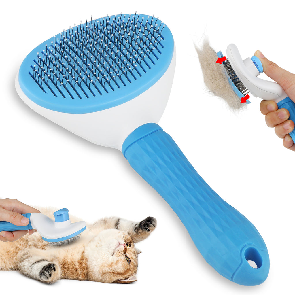 Jewyow Pet Grooming Brush - Deshedding Tool for Dogs & Cats, Short/Long Hair - Indoor Cat Brush for Shedding, Gentle Cleaning Comb for Puppies & Kittens