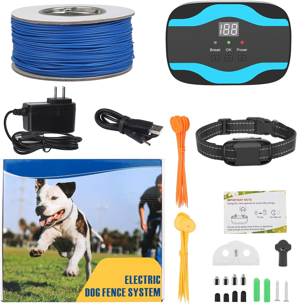 Charkool Electric Dog Fence 656Ft Wired In-Ground Fence for Dog, Waterproof Collar,Waterproof Shock Training Collars Receiver Tone Correction (Fence)