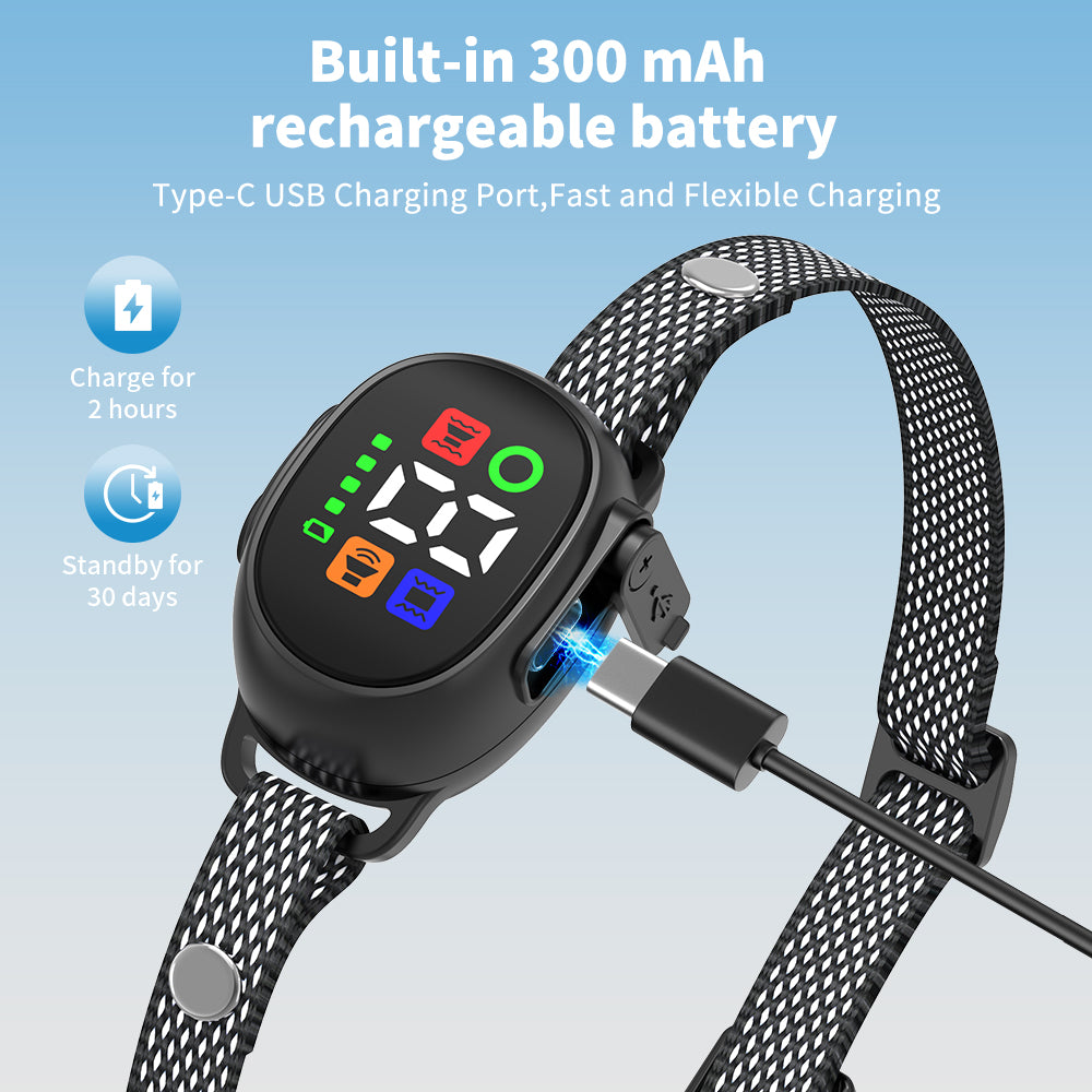 Dog Bark Collar, Rechargeable Smart Collar, Anti Barking Training Collar with 7 Adjustable Sensitivity Beep Vibration, Bark Collar for Medium Small Dogs (Black)