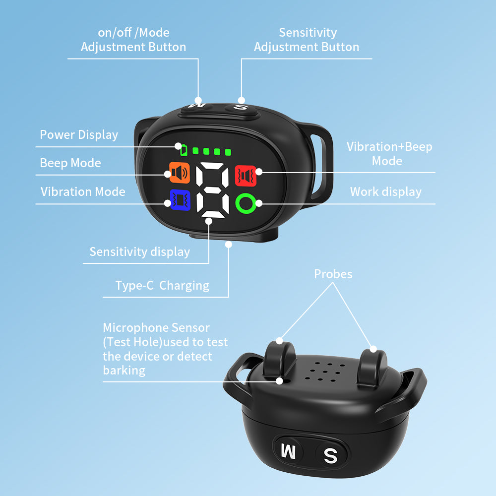 Dog Bark Collar, Rechargeable Smart Collar, Anti Barking Training Collar with 7 Adjustable Sensitivity Beep Vibration, Bark Collar for Medium Small Dogs (Black)