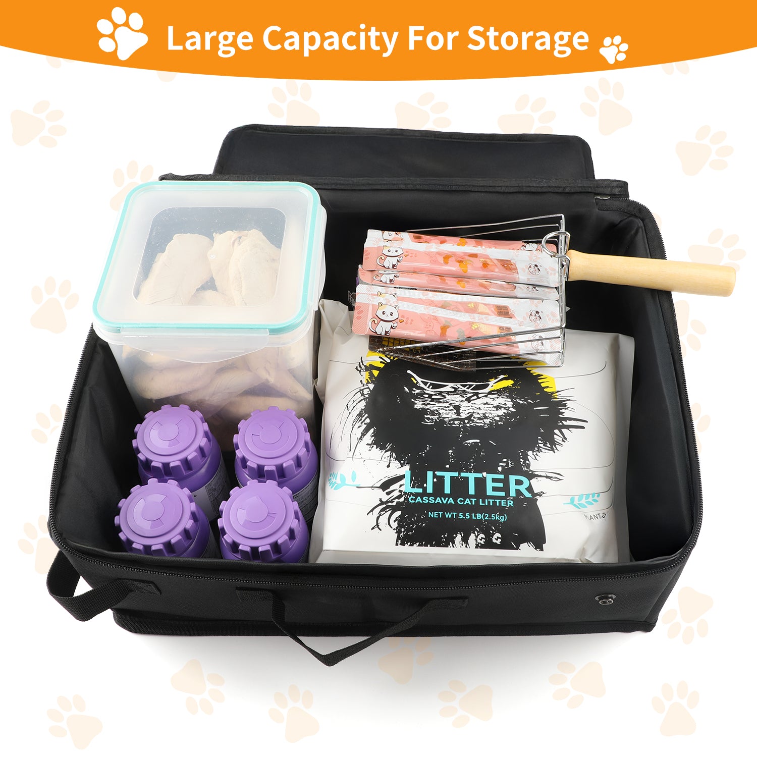 Portable Cat Travel Litter Box with Lid, Collapsible Car Cat Litter Box Waterproof and Easy to Carry, Clean