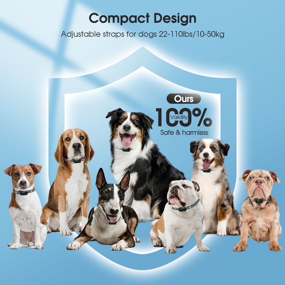 Dog Bark Collar, Charkool Rechargeable Smart Collar, Anti Barking Training Collar with 7 Adjustable Sensitivity Beep Vibration Shock, Bark Collar for Medium Small Dogs