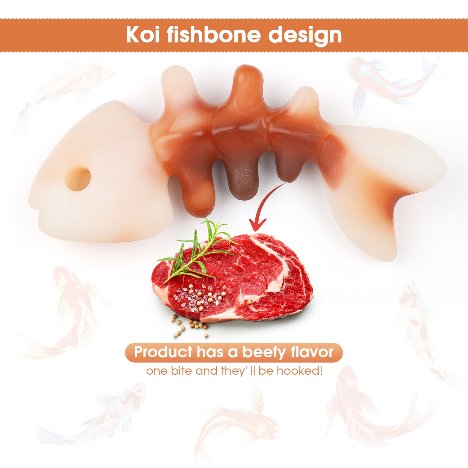 Charkool Fishbone Durable Dog Chew Toy for Aggressive Chewers, Real Fish, Nylon Pet Toys