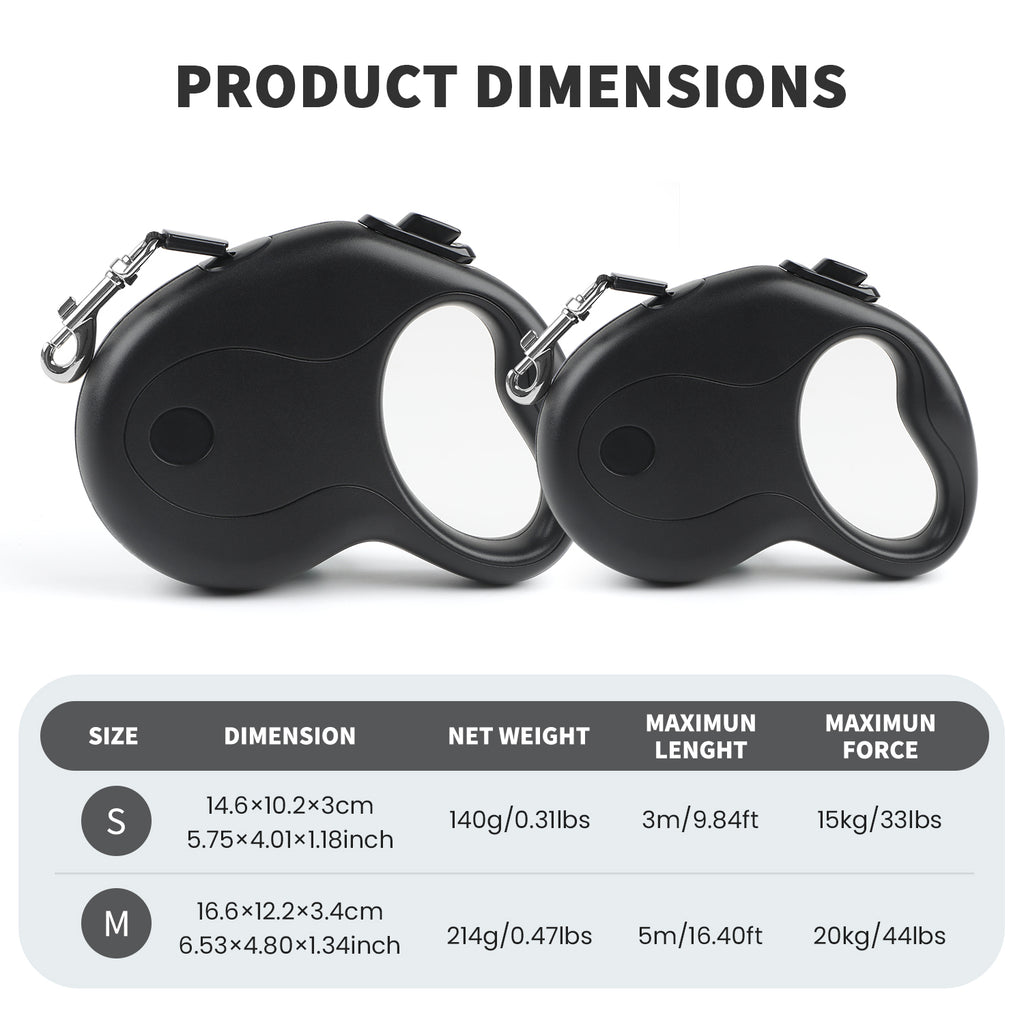 Charkool 9.8ft Retractable Dog Leash with Anti-Slip Handle One-Hand Brake，dog leash for Small/Medium dogs