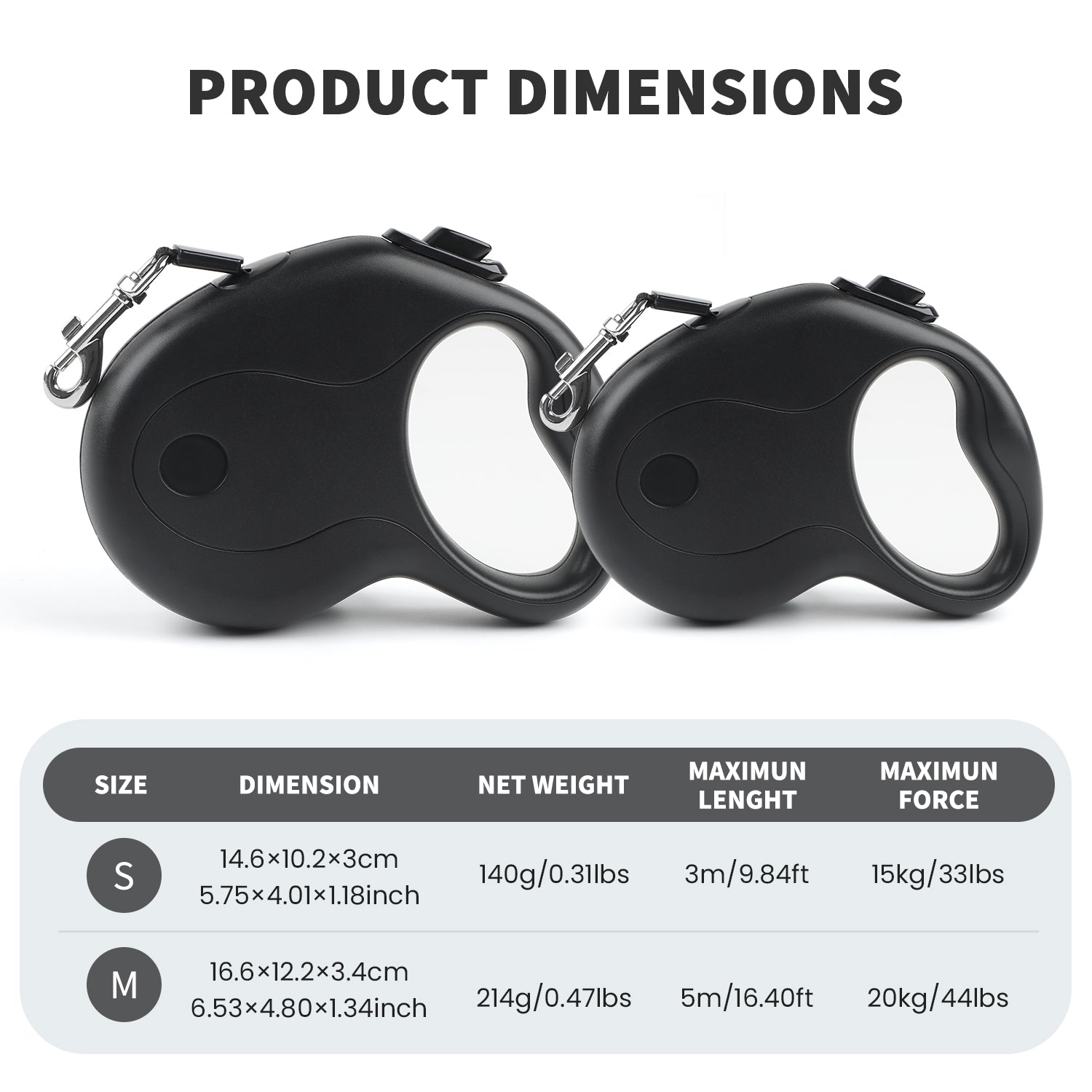 Charkool 9.8ft Retractable Dog Leash with Anti-Slip Handle One-Hand Brake，dog leash for Small/Medium dogs