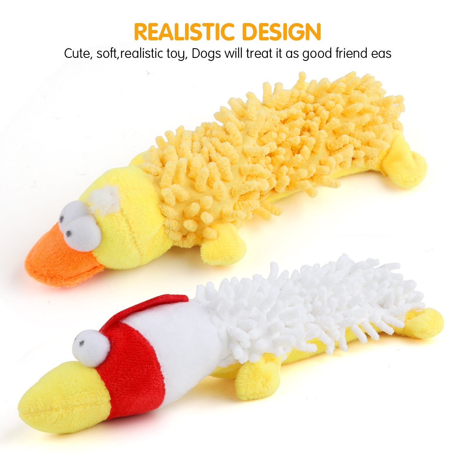 Squeaky Dog Toys Set with Soft Crinkle, Interactive Play, Cute Plush Animal Enrichment Toys for Puppies, Gigglers Chicken and Duck