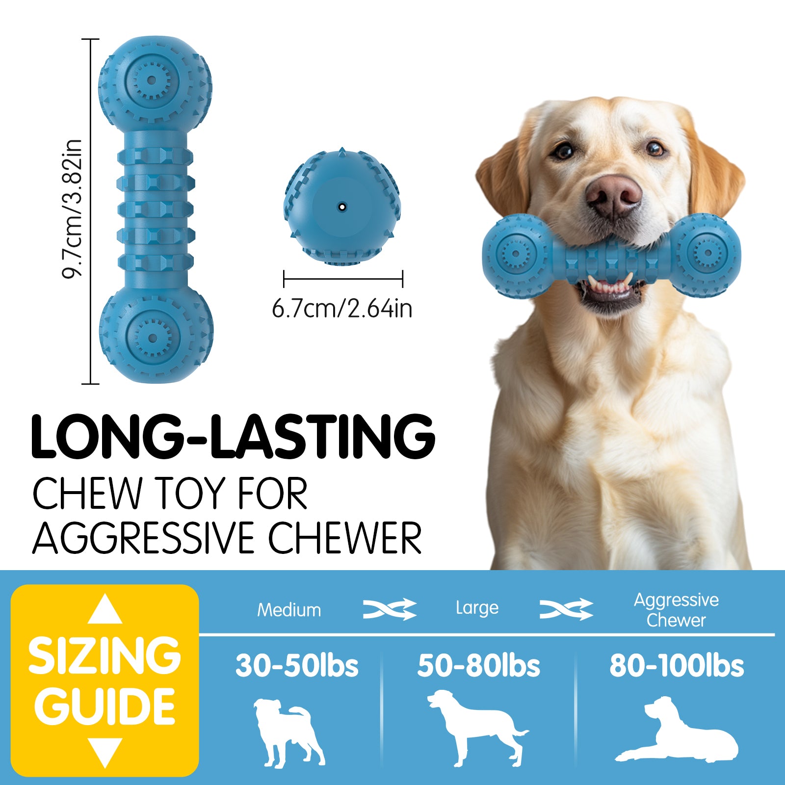 Dog Chew Toys for Aggressive, Indestructible Dog Toys for Dogs, Squeaky Durable, Beef Flavor