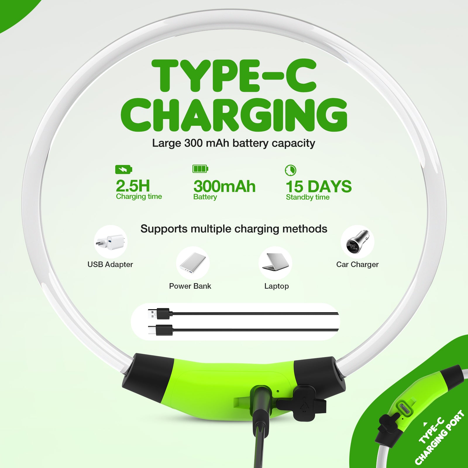 LED Dog Collar USB Rechargeable Glowing, Pet Collars Lighted Up Safety Necklace Glow in the Dark for You & Your Dogs