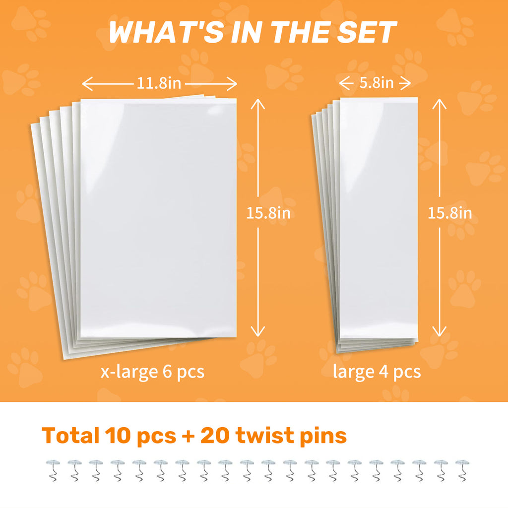 Anti-Cat Scratch Furniture Protector, Heavy-Duty Self-Adhesive Tape, with 20 Twist Pins