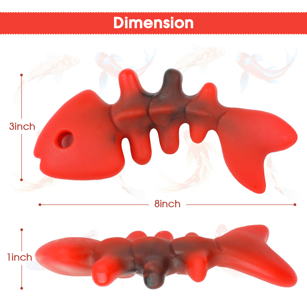 Charkool Fishbone Durable Dog Chew Toy for Aggressive Chewers, Real Fish, Nylon Pet Toys，Red