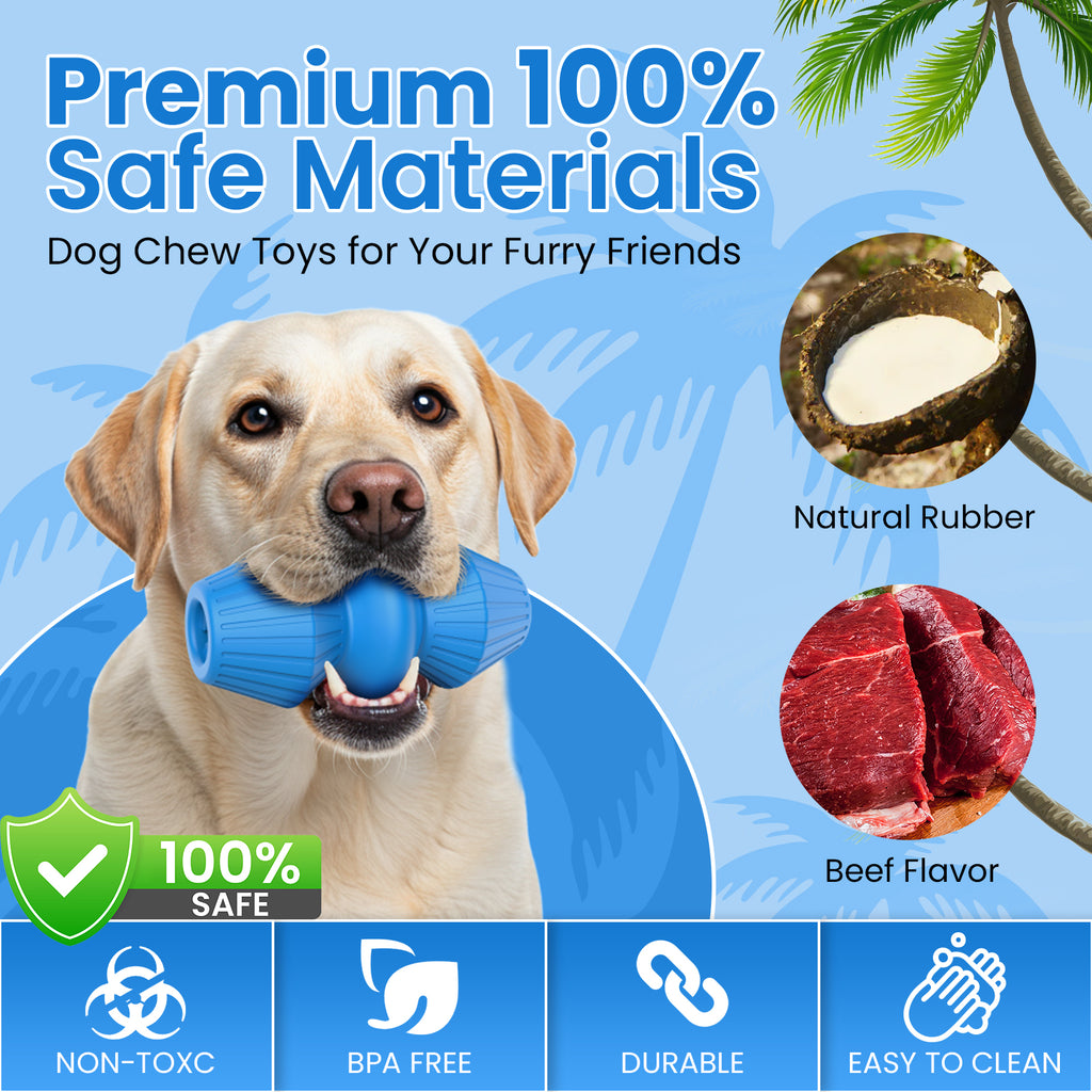 Jewyow Indestructible Rubber Chew Toy for Aggressive Chewers - Beef Flavored Dog Toys for Large Breeds