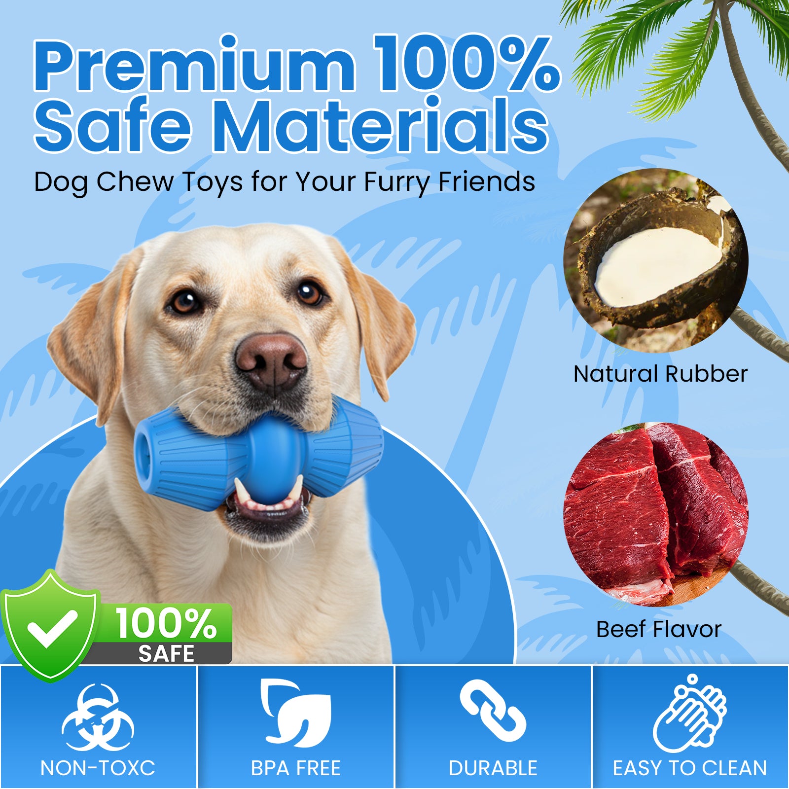 Jewyow Indestructible Rubber Chew Toy for Aggressive Chewers - Beef Flavored Dog Toys for Large Breeds