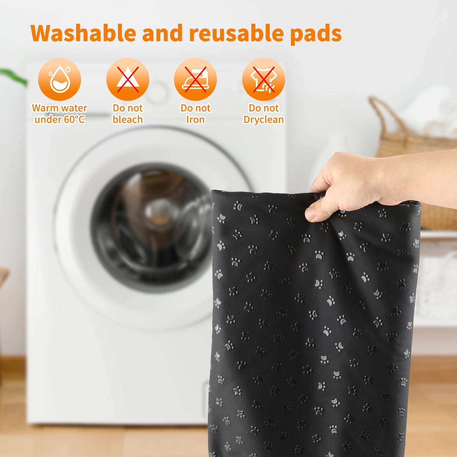 2 Packs Reusable Dog Mat for Floor, Non-Slip Washable Pee Pads for Puppy