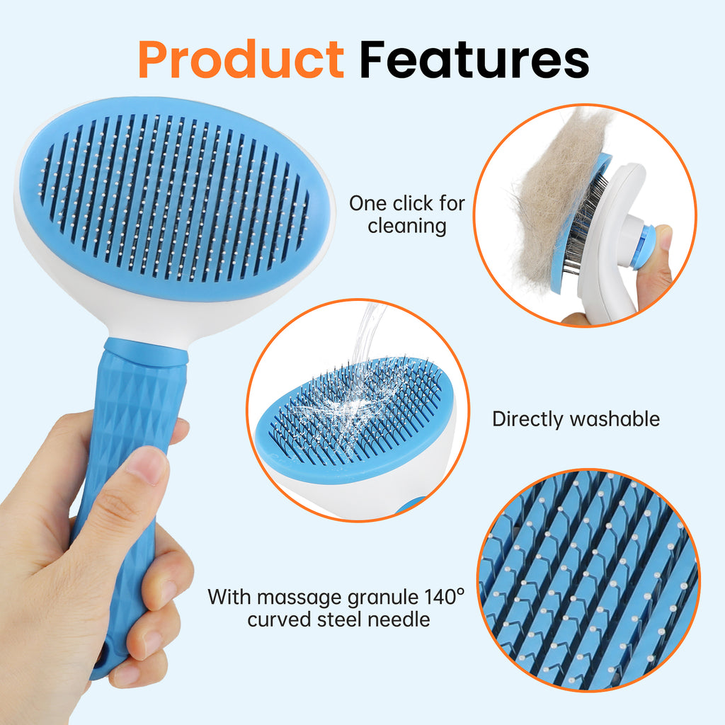 Jewyow Pet Grooming Brush - Deshedding Tool for Dogs & Cats, Short/Long Hair - Indoor Cat Brush for Shedding, Gentle Cleaning Comb for Puppies & Kittens