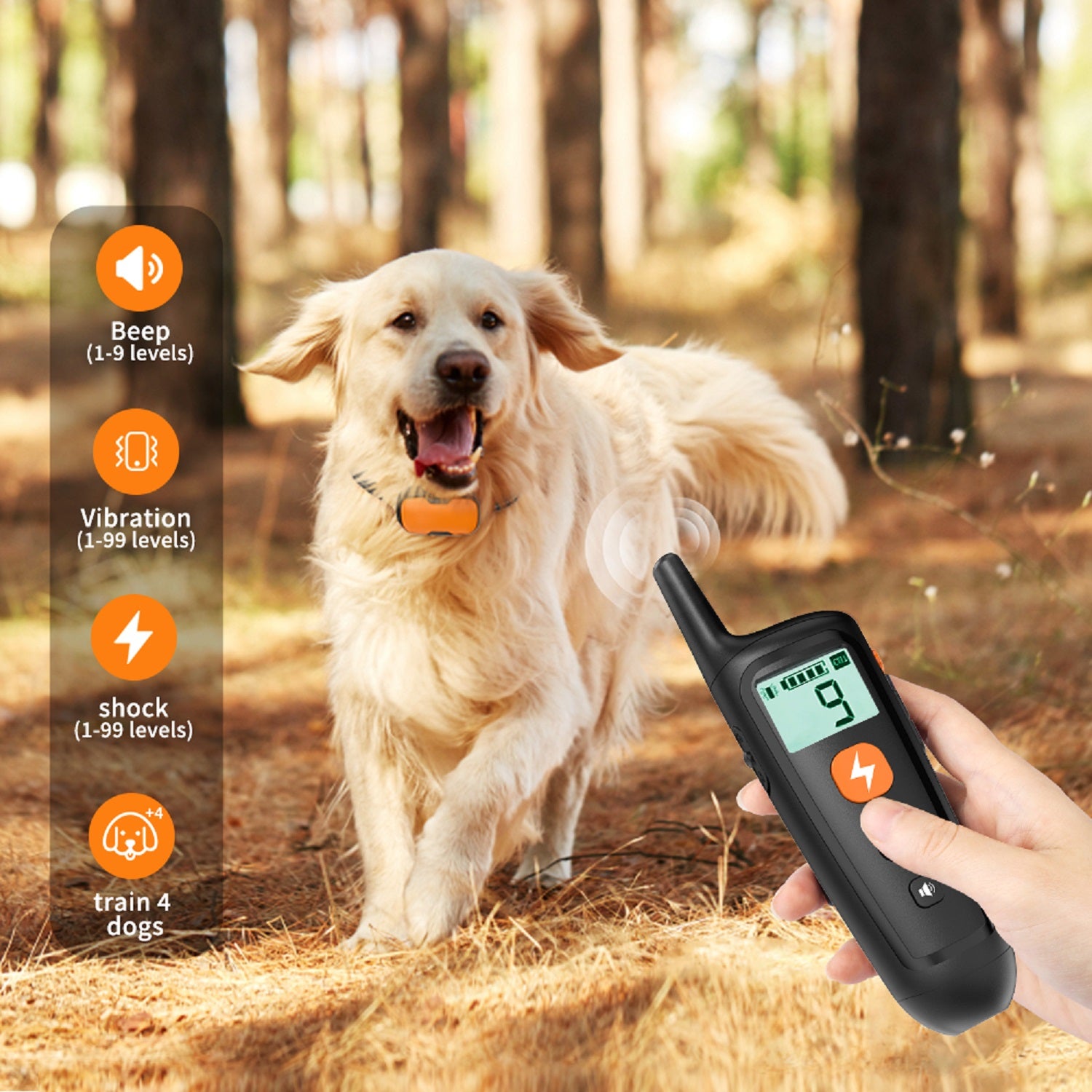 No Shock Collars for 2 Dogs with Remote 1000ft, Waterproof & 3 Modes Beep Vibration, Dog Training Collar for Large Medium Small, Black
