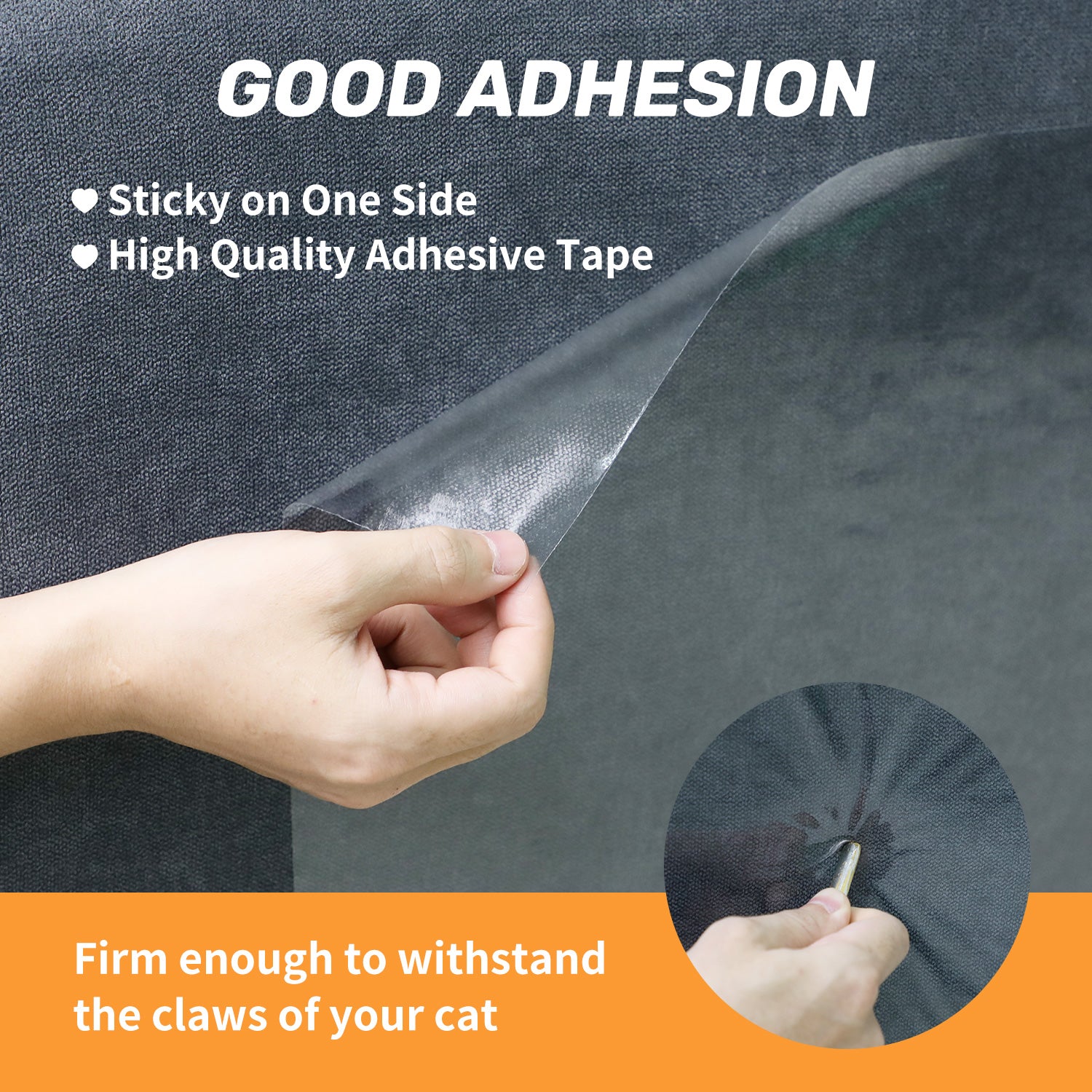 Anti-Cat Scratch Furniture Protector, Heavy-Duty Self-Adhesive Tape, with 20 Twist Pins