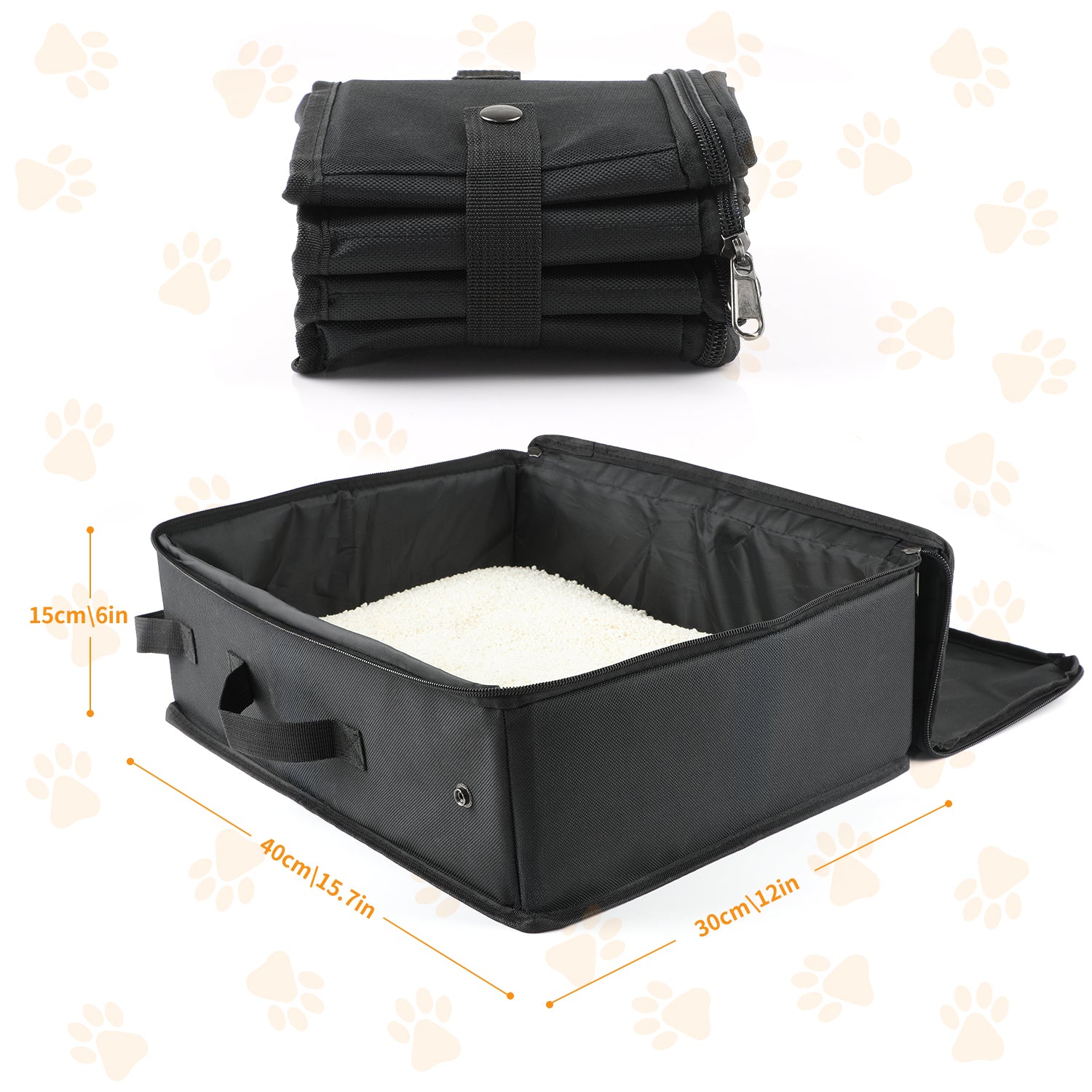 Portable Cat Travel Litter Box with Lid, Collapsible Car Cat Litter Box Waterproof and Easy to Carry, Clean