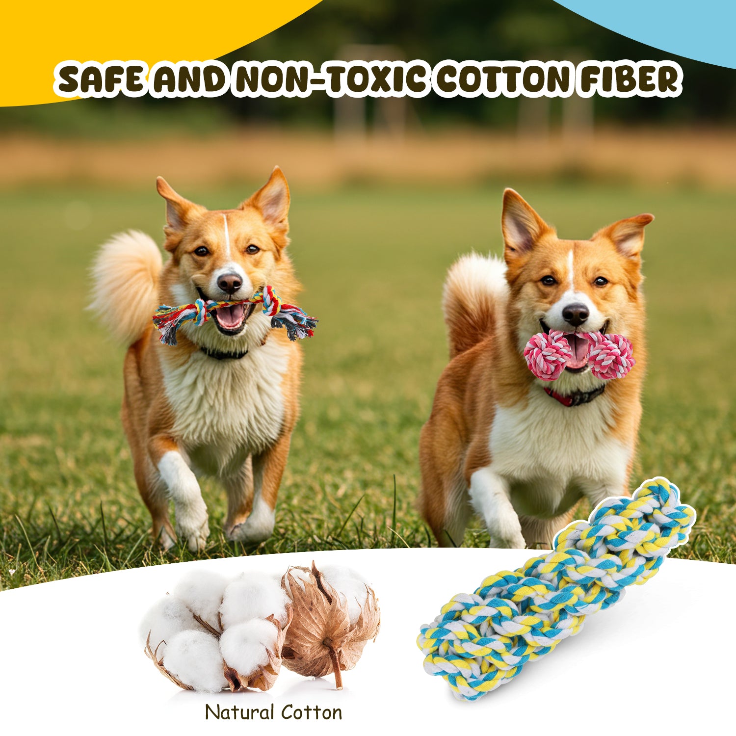 Charkool 8 Pack Rope Dog Chew Toys for Puppy Medium Dogs, Squeaky toy, Washable Chew Toys Pack with Teething Tug for Aggressive Chewers