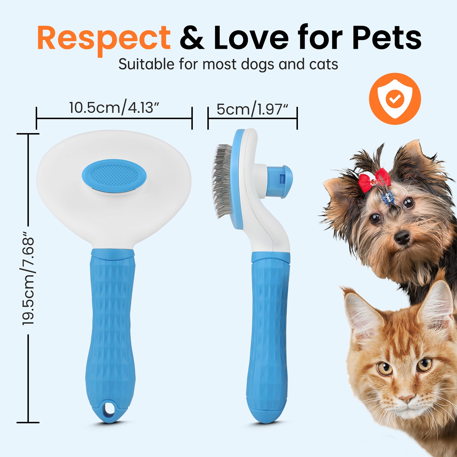 Jewyow Pet Grooming Brush - Deshedding Tool for Dogs & Cats, Short/Long Hair - Indoor Cat Brush for Shedding, Gentle Cleaning Comb for Puppies & Kittens