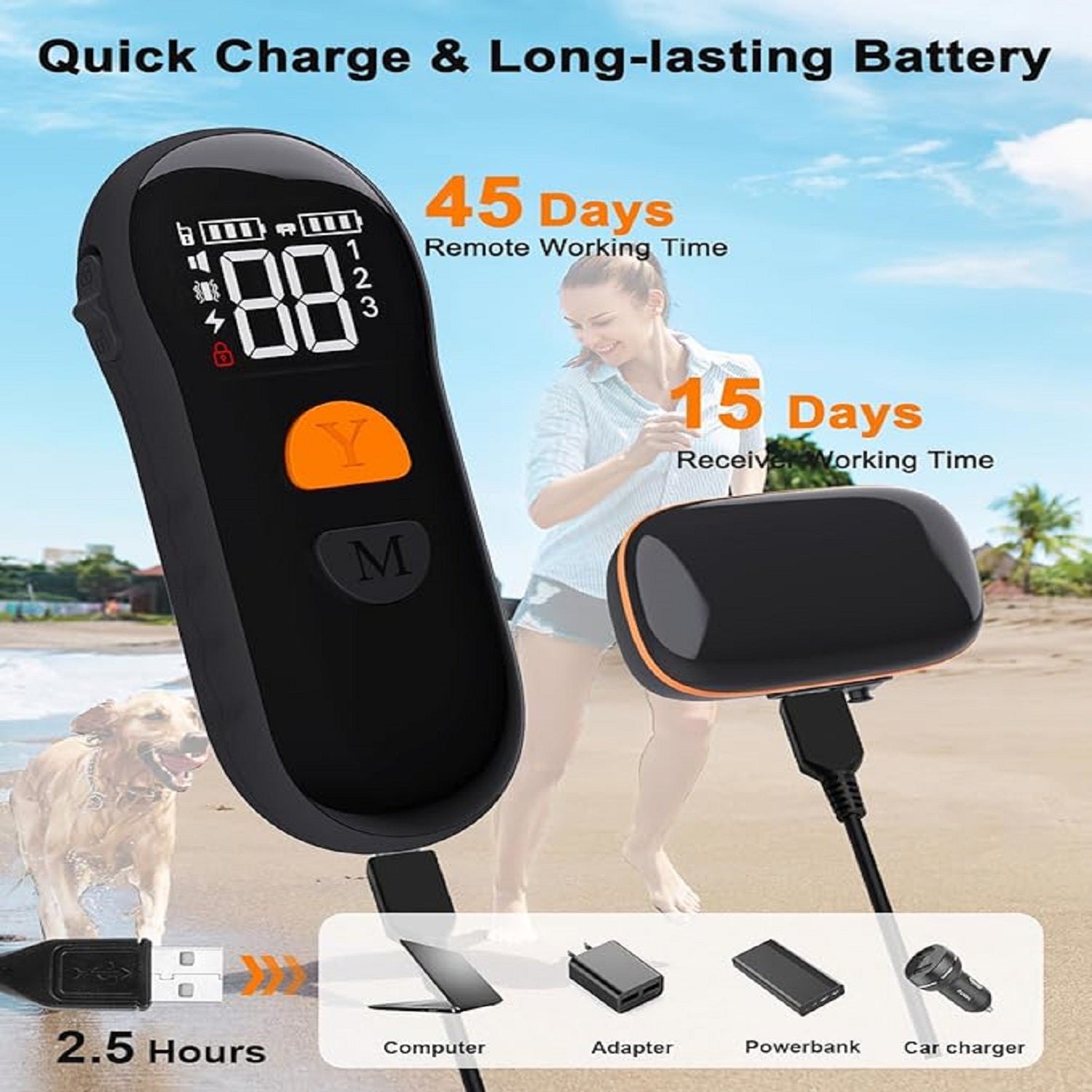 Charkool Dog Shock Collar with Remote,3 Modes Beep Vibration& Remote 2600Ft Shock Collar for Large Medium Small Dogs 8-120lbs