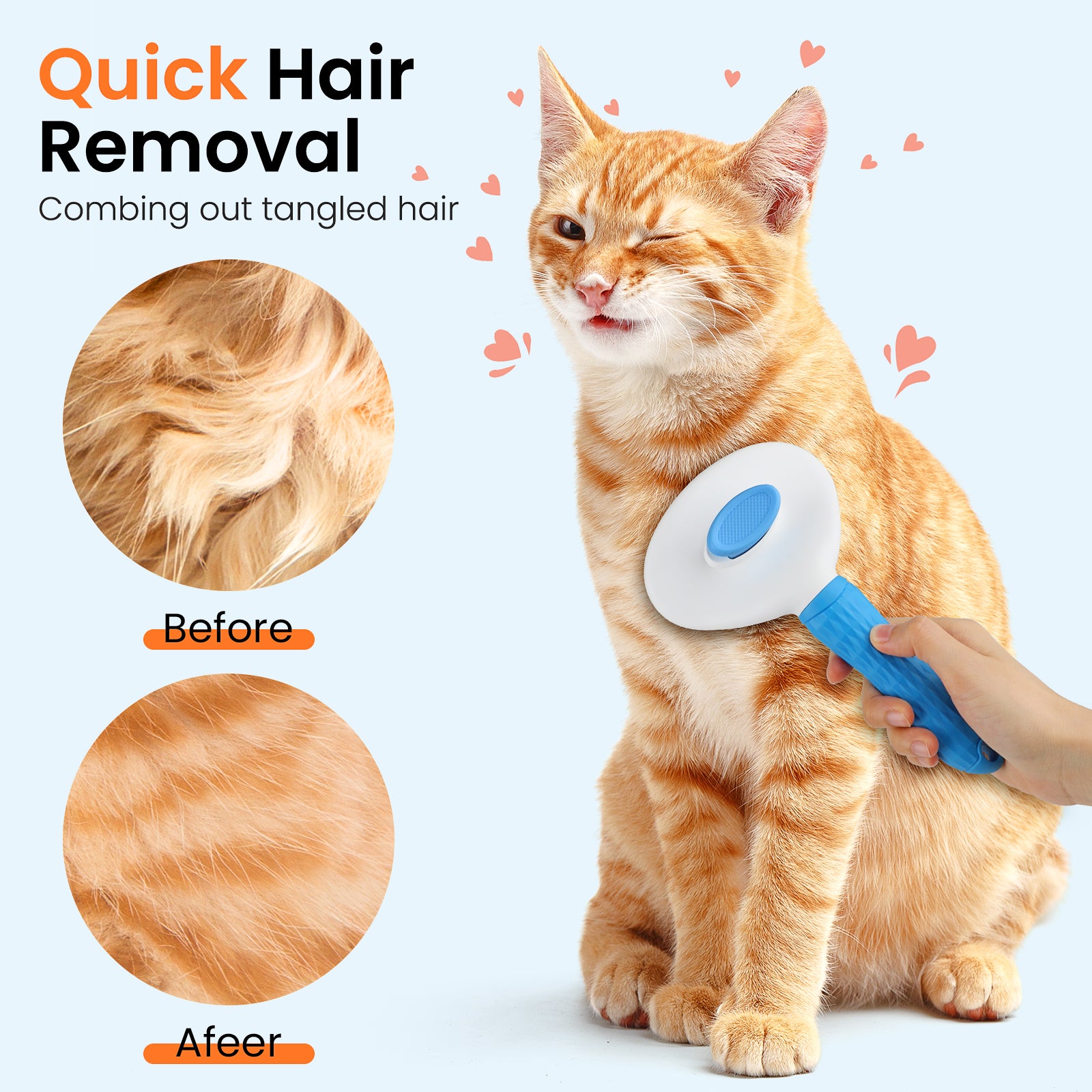 Jewyow Pet Grooming Brush - Deshedding Tool for Dogs & Cats, Short/Long Hair - Indoor Cat Brush for Shedding, Gentle Cleaning Comb for Puppies & Kittens