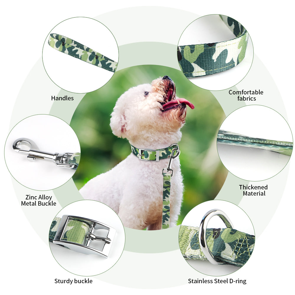 Charkool Dog Collar and Leash Set, Nylon Collar Leash for Medium Dogs