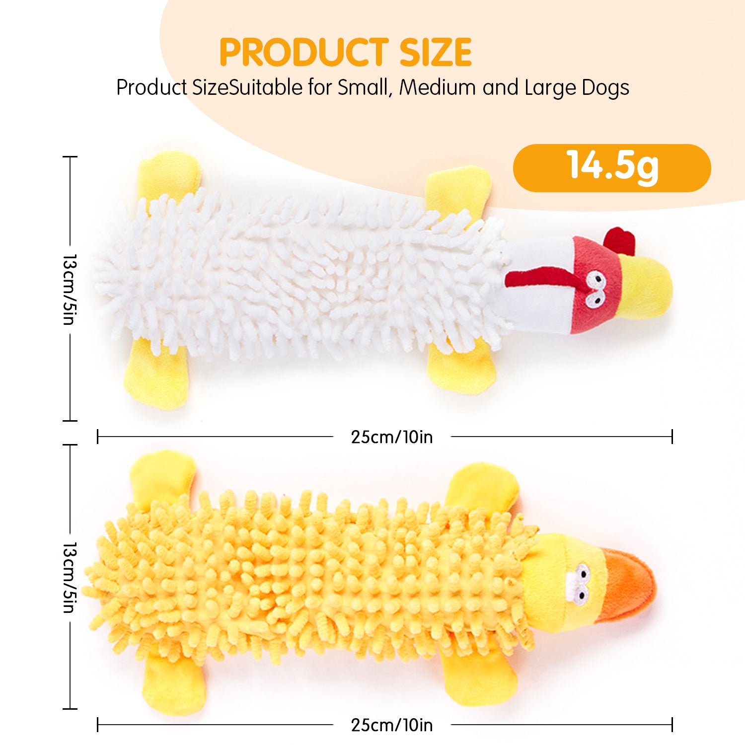 Squeaky Dog Toys Set with Soft Crinkle, Interactive Play, Cute Plush Animal Enrichment Toys for Puppies, Gigglers Chicken and Duck