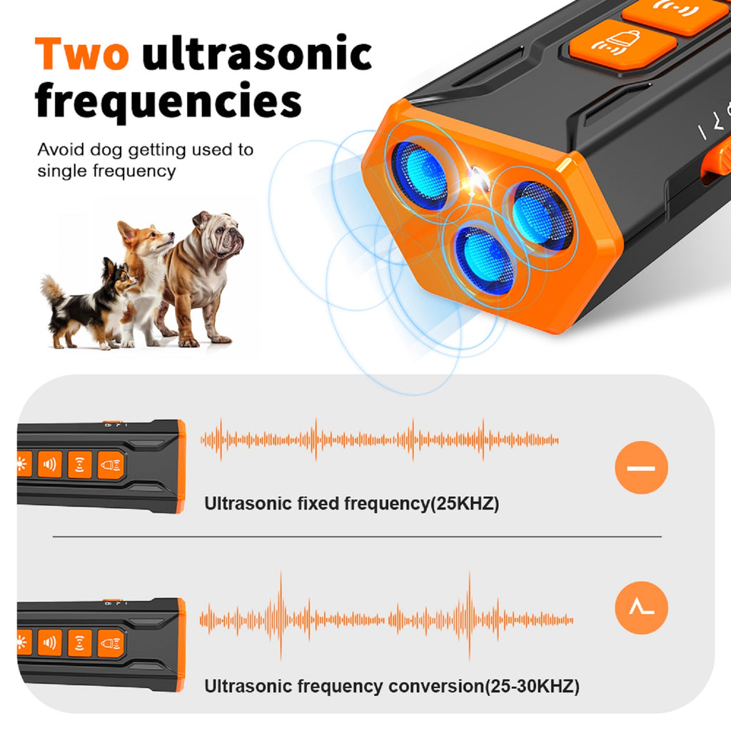 Charkool Dog Bark Deterrent Device, 4 Training/Deterrent Modes for Dogs, Dog Barking Control Devices Dog Training, 23 ft Range, Black Orange
