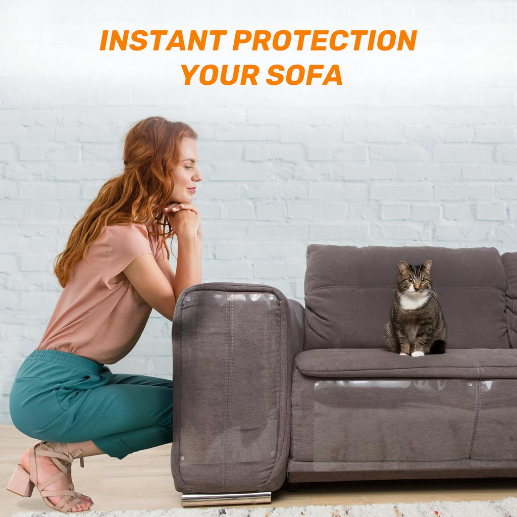 Anti-Cat Scratch Furniture Protector, Heavy-Duty Self-Adhesive Tape, with 20 Twist Pins