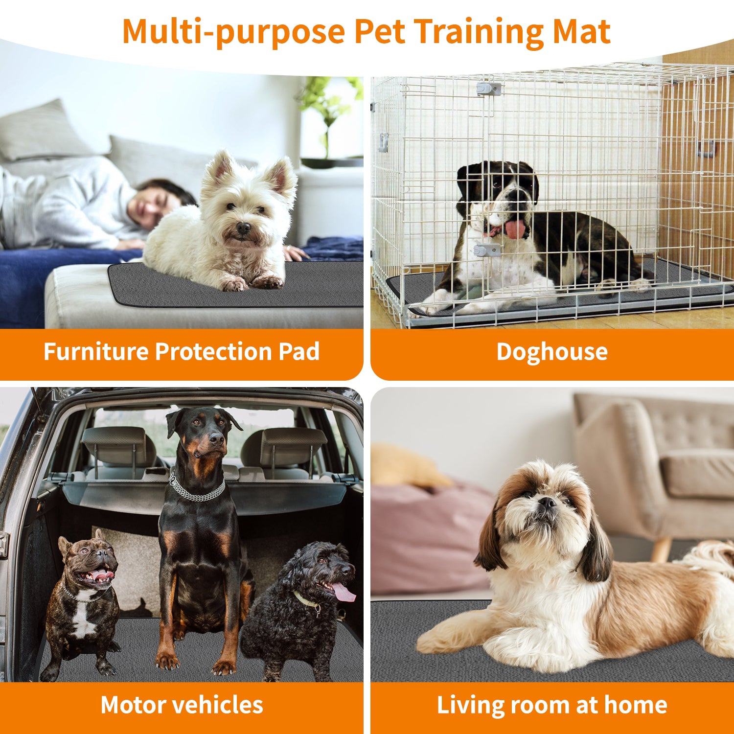 2 Packs Reusable Dog Mat for Floor, Non-Slip Washable Pee Pads for Puppy