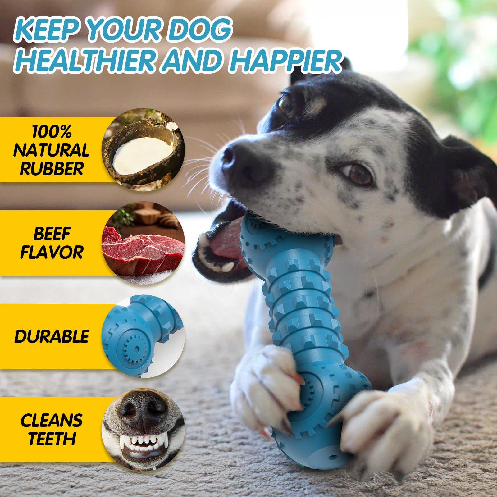 Dog Chew Toys for Aggressive, Indestructible Dog Toys for Dogs, Squeaky Durable, Beef Flavor