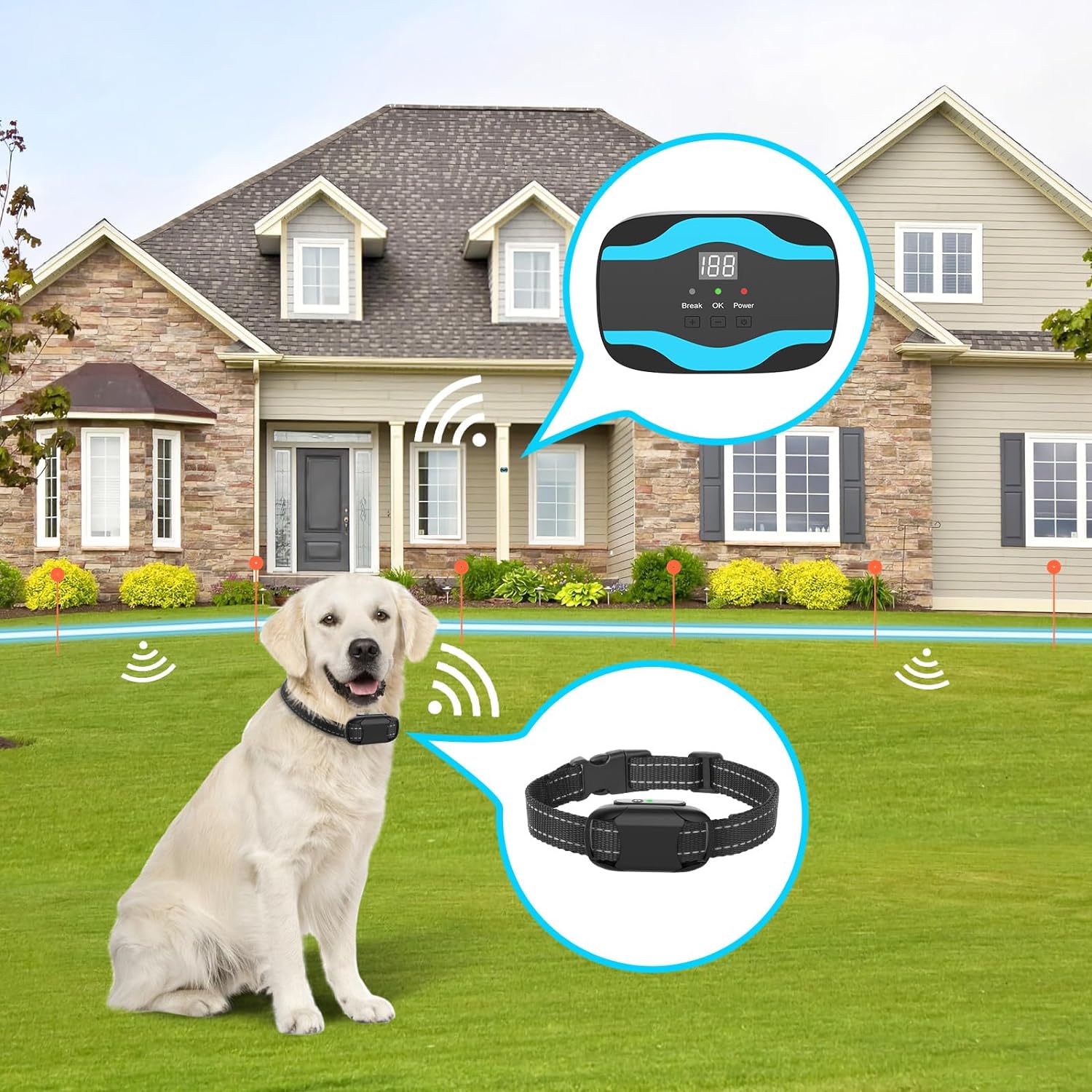 Charkool Electric Dog Fence 656Ft Wired In-Ground Fence for Dog, Waterproof Collar,Waterproof Shock Training Collars Receiver Tone Correction (Fence)