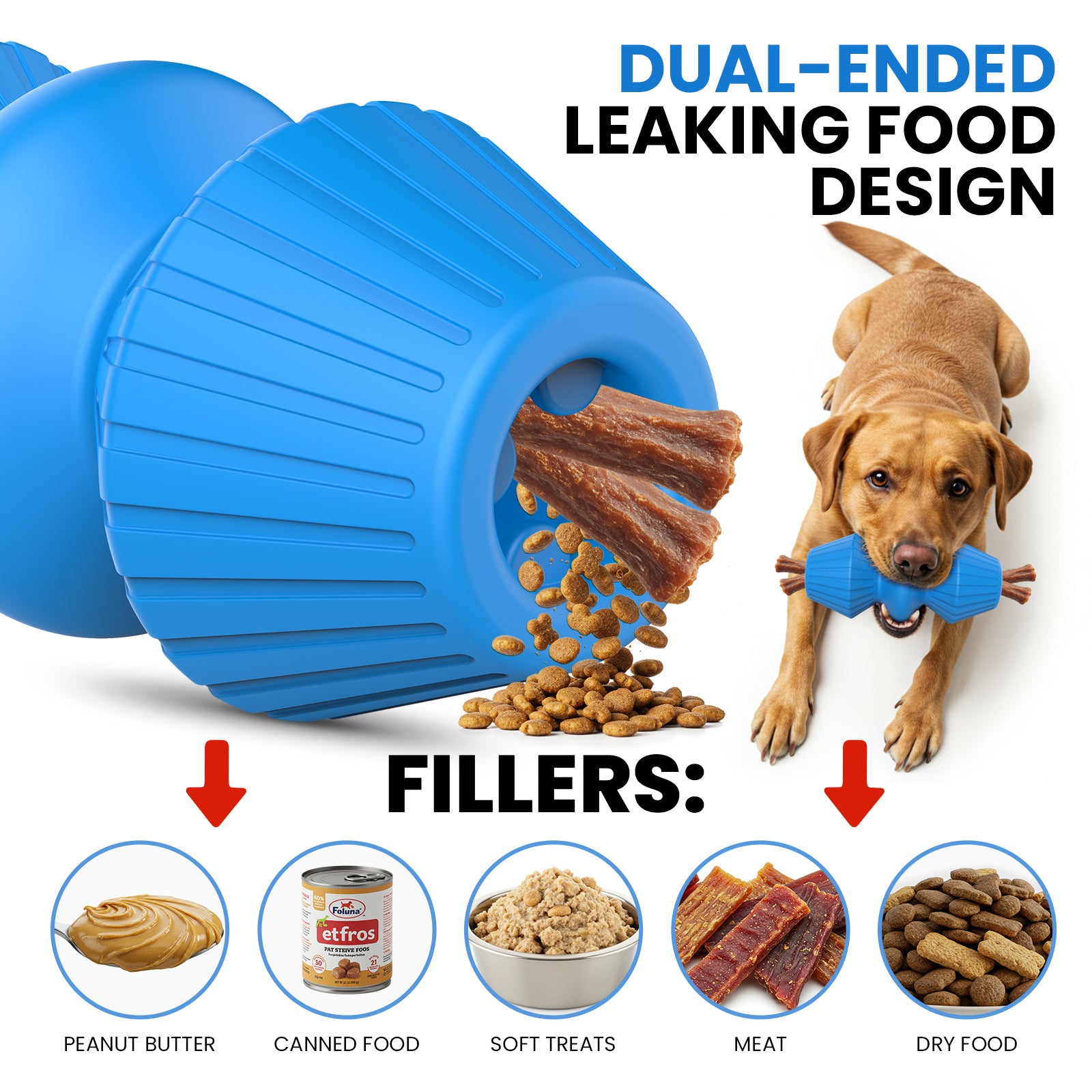 Jewyow Indestructible Rubber Chew Toy for Aggressive Chewers - Beef Flavored Dog Toys for Large Breeds