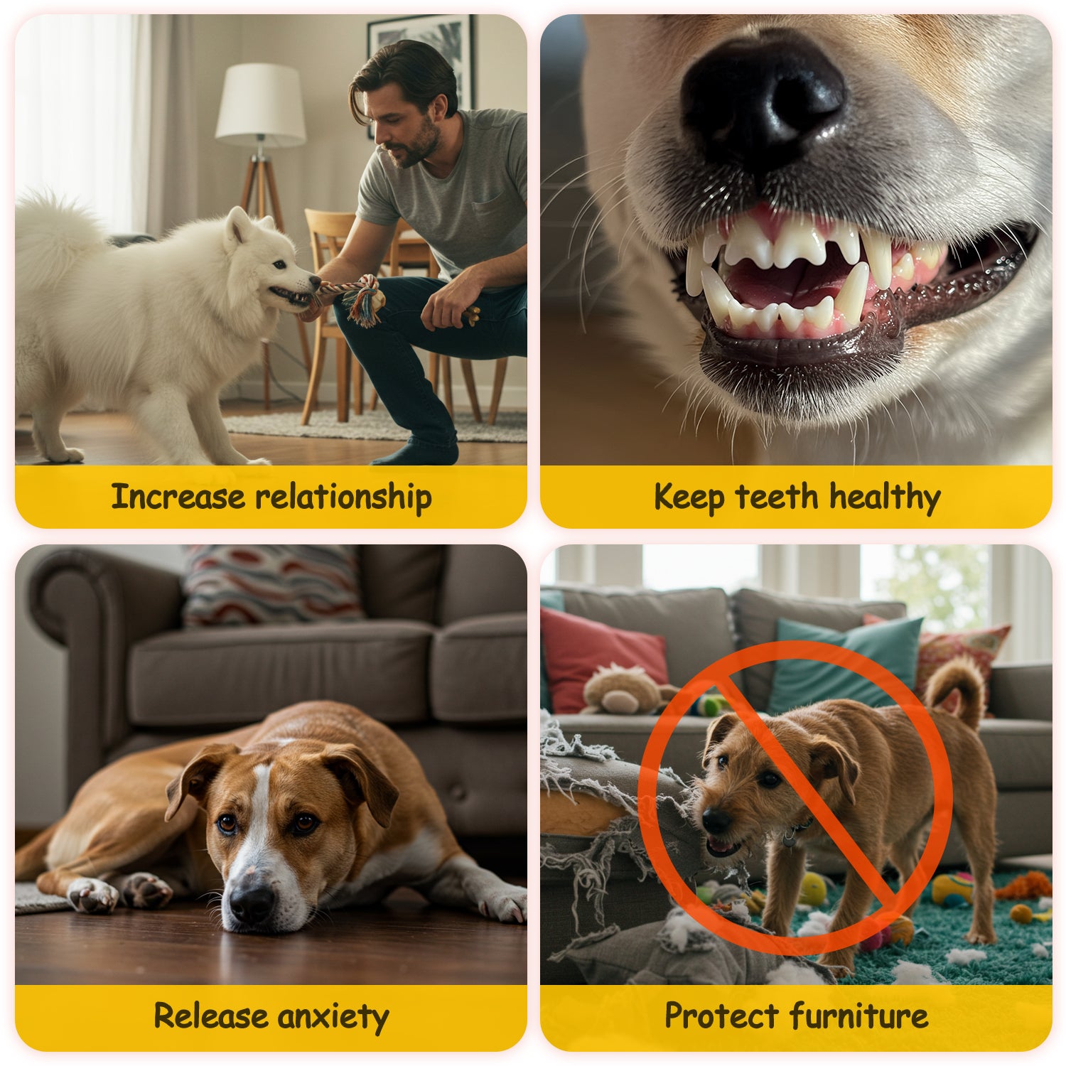 Charkool 8 Pack Rope Dog Chew Toys for Puppy Medium Dogs, Squeaky toy, Washable Chew Toys Pack with Teething Tug for Aggressive Chewers