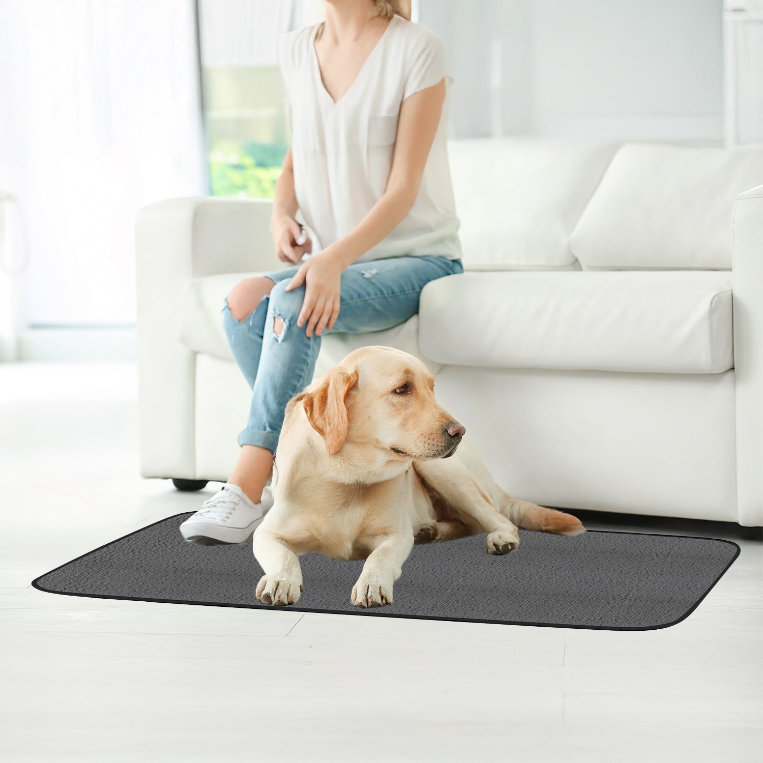 2 Packs Reusable Dog Mat for Floor, Non-Slip Washable Pee Pads for Puppy