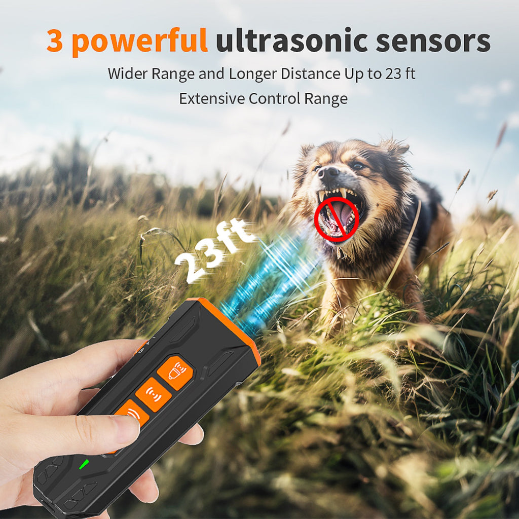 Charkool Dog Bark Deterrent Device, 4 Training/Deterrent Modes for Dogs, Dog Barking Control Devices Dog Training, 23 ft Range, Black Orange