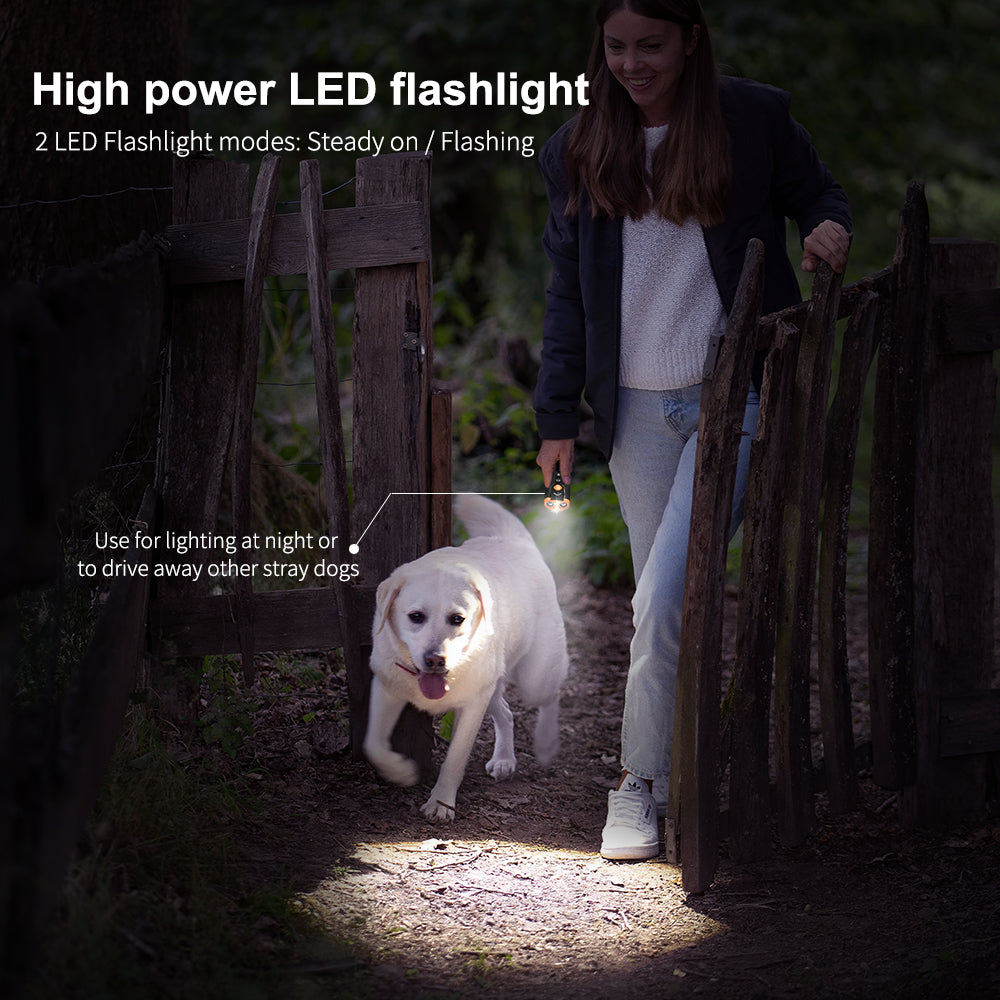 Charkool Dog Bark Deterrent Devices 2 in 1, Ultrasonic Dog Bark Deterrent Rechargeable/LED Flashlight, Dog Barking Dog Whistle with Dog Training Behavior Aids, 23 feet Range（Black)