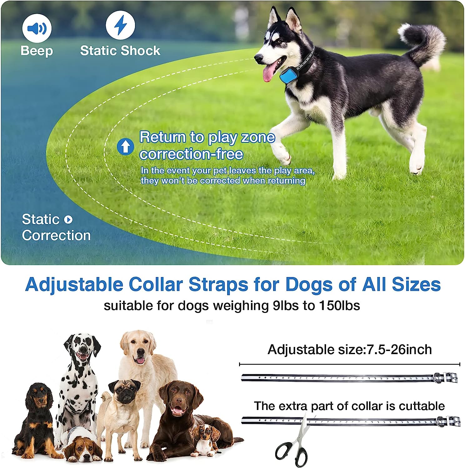 Jewyow Electric Dog Fence，Underground Fences with 2 Rechargeable Waterproof Collars for dogs