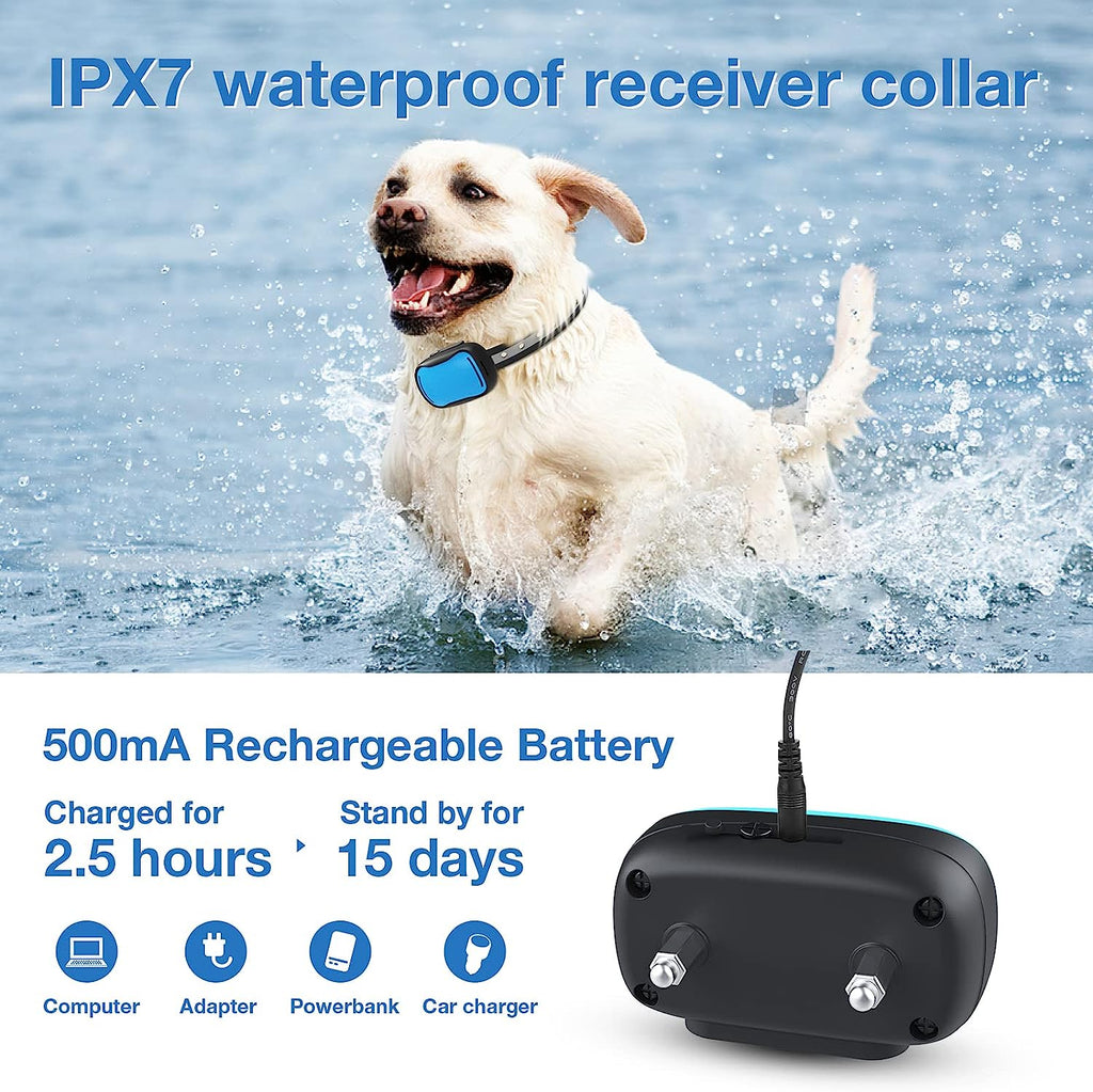 Jewyow Electric Dog Fence，Underground Fences with 2 Rechargeable Waterproof Collars for dogs