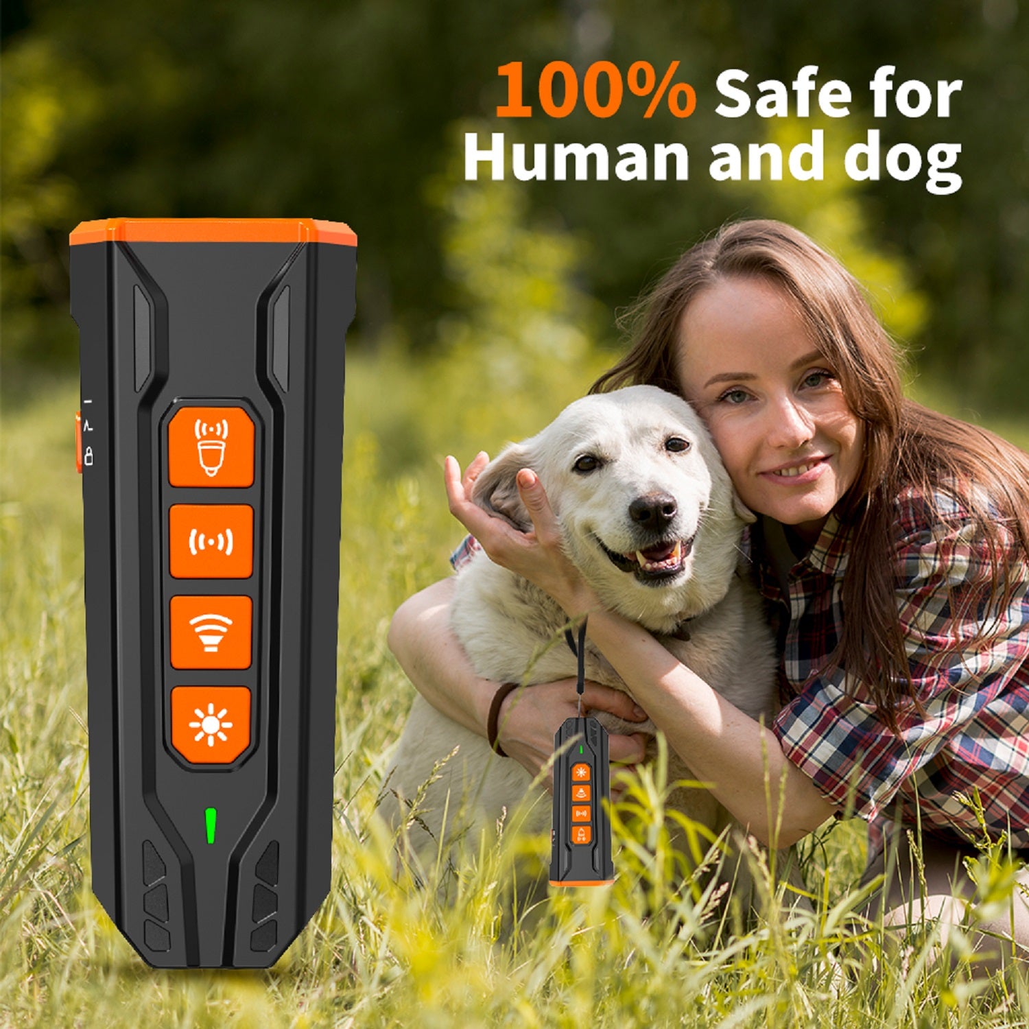 Charkool Dog Bark Deterrent Device, 4 Training/Deterrent Modes for Dogs, Dog Barking Control Devices Dog Training, 23 ft Range, Black Orange