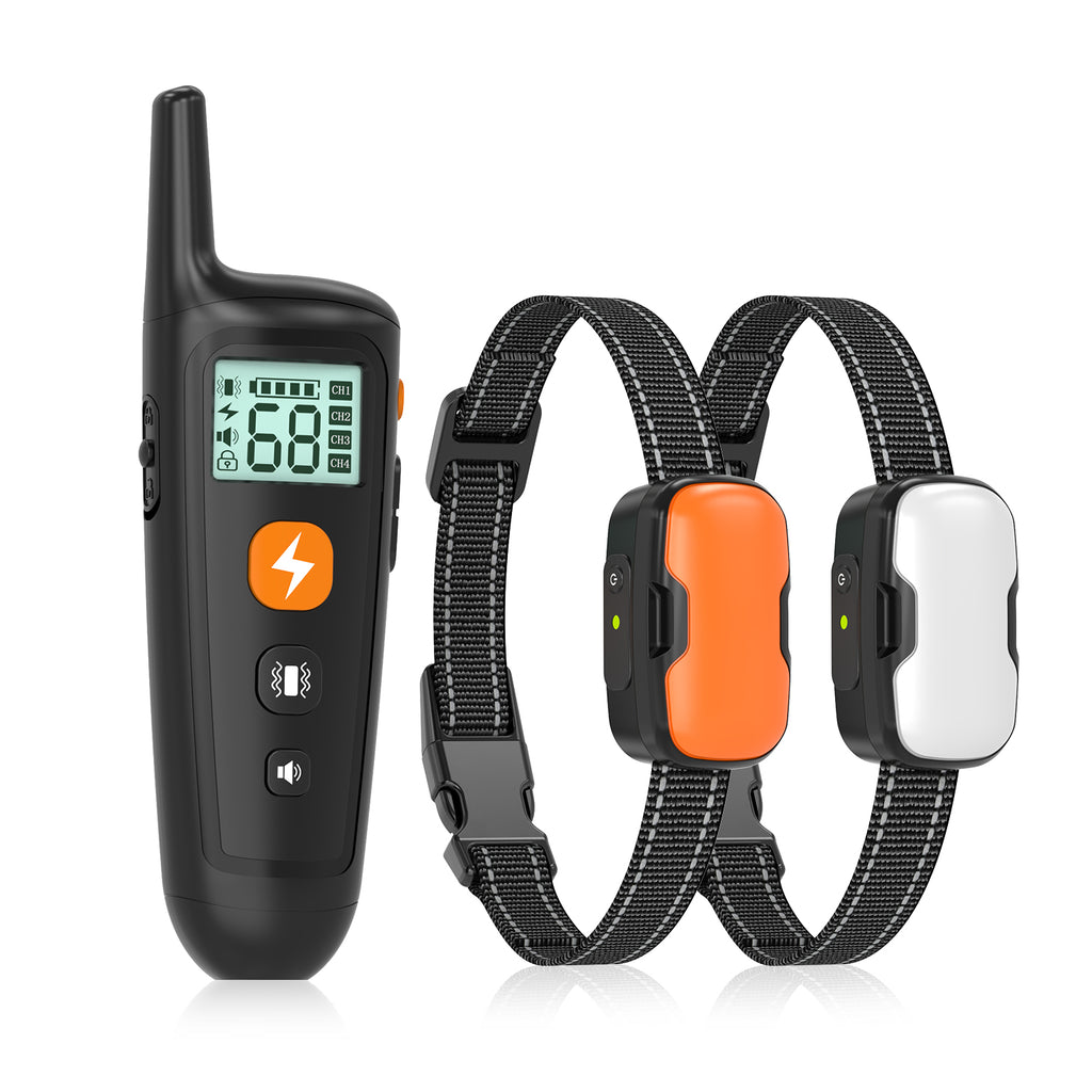 No Shock Collars for 2 Dogs with Remote 1000ft, Waterproof & 3 Modes Beep Vibration, Dog Training Collar for Large Medium Small, Black